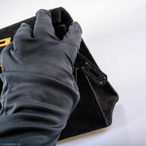 Hermès Mini Kelly 20 Sellier Shoulder Black Veau Doblis Suede Gold Hardware - 1999