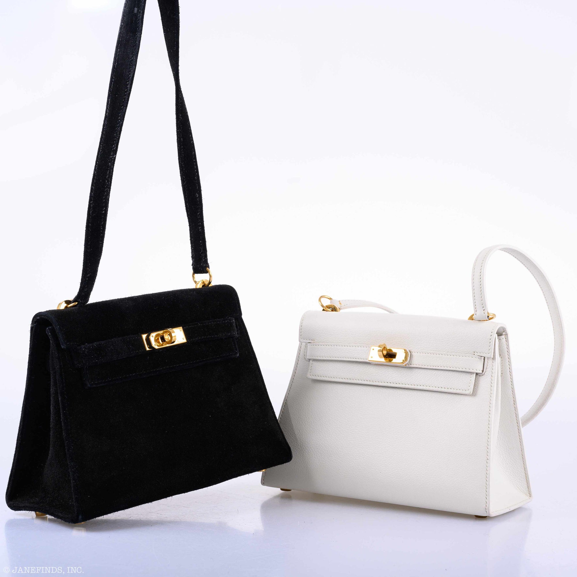 Hermès Mini Kelly 20 Sellier Shoulder Black Veau Doblis Suede Gold Hardware - 1999