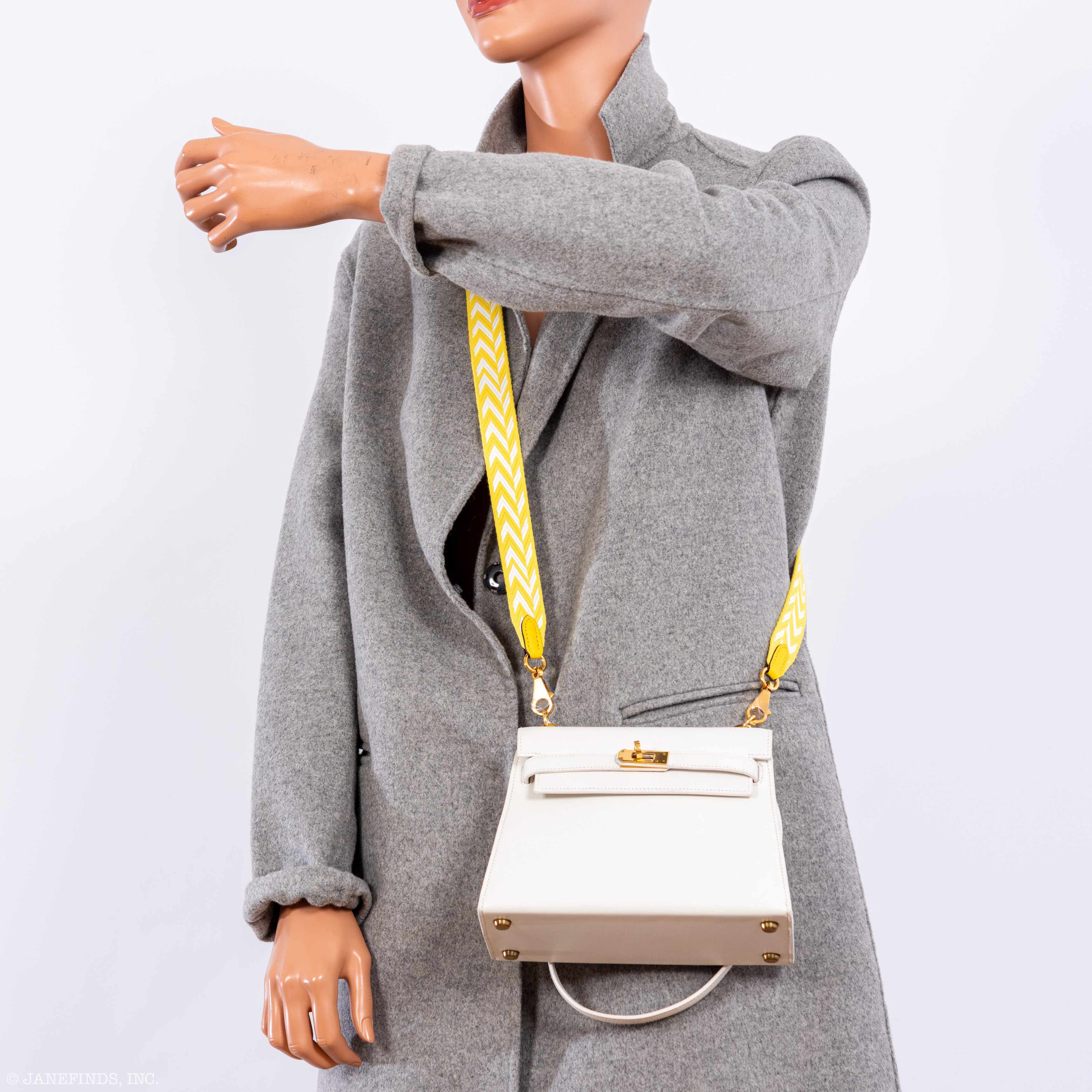 Hermès Mini Kelly 20 Sellier Shoulder White Evercolor Gold Hardware - 1986