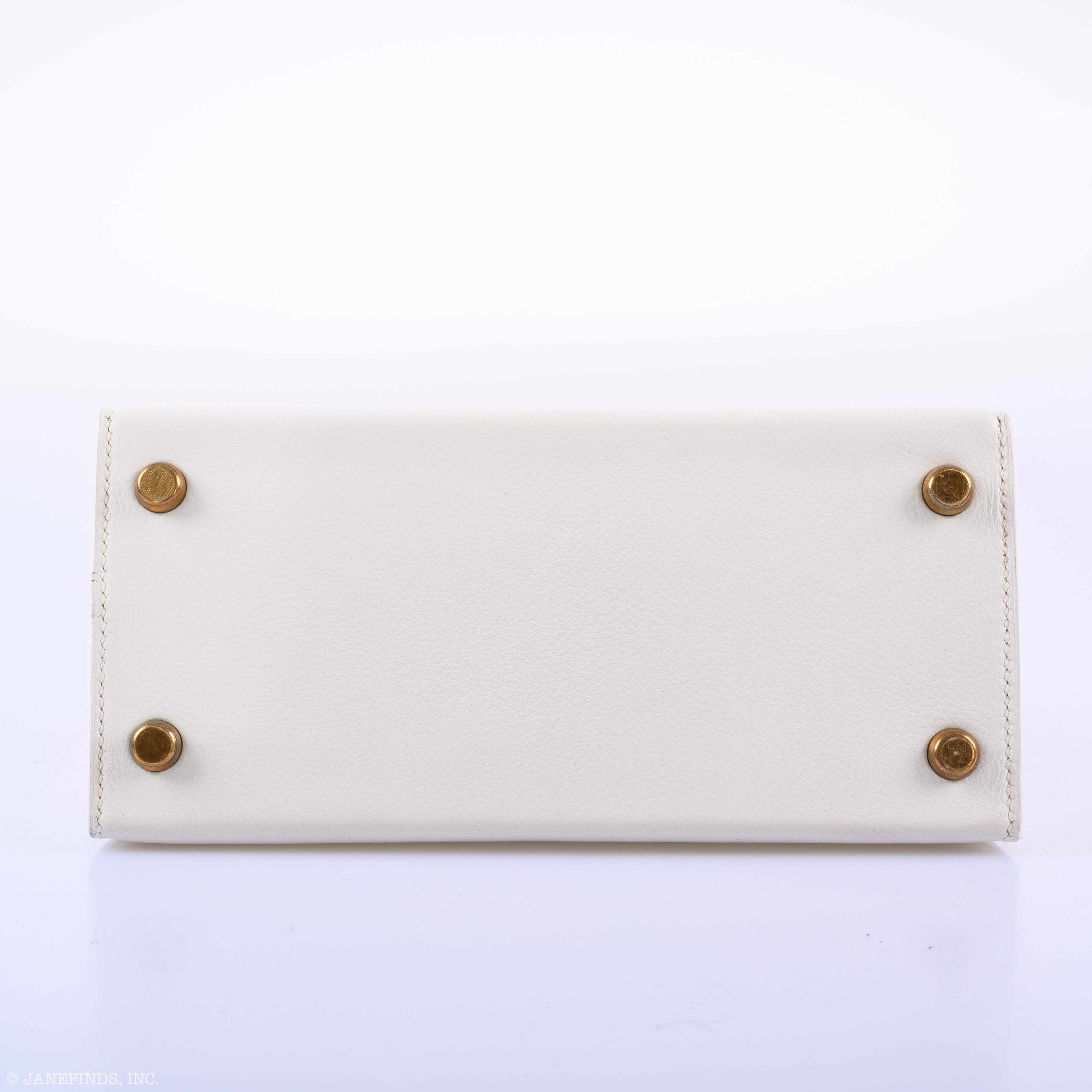 Hermès Mini Kelly 20 Sellier Shoulder White Evercolor Gold Hardware - 1986