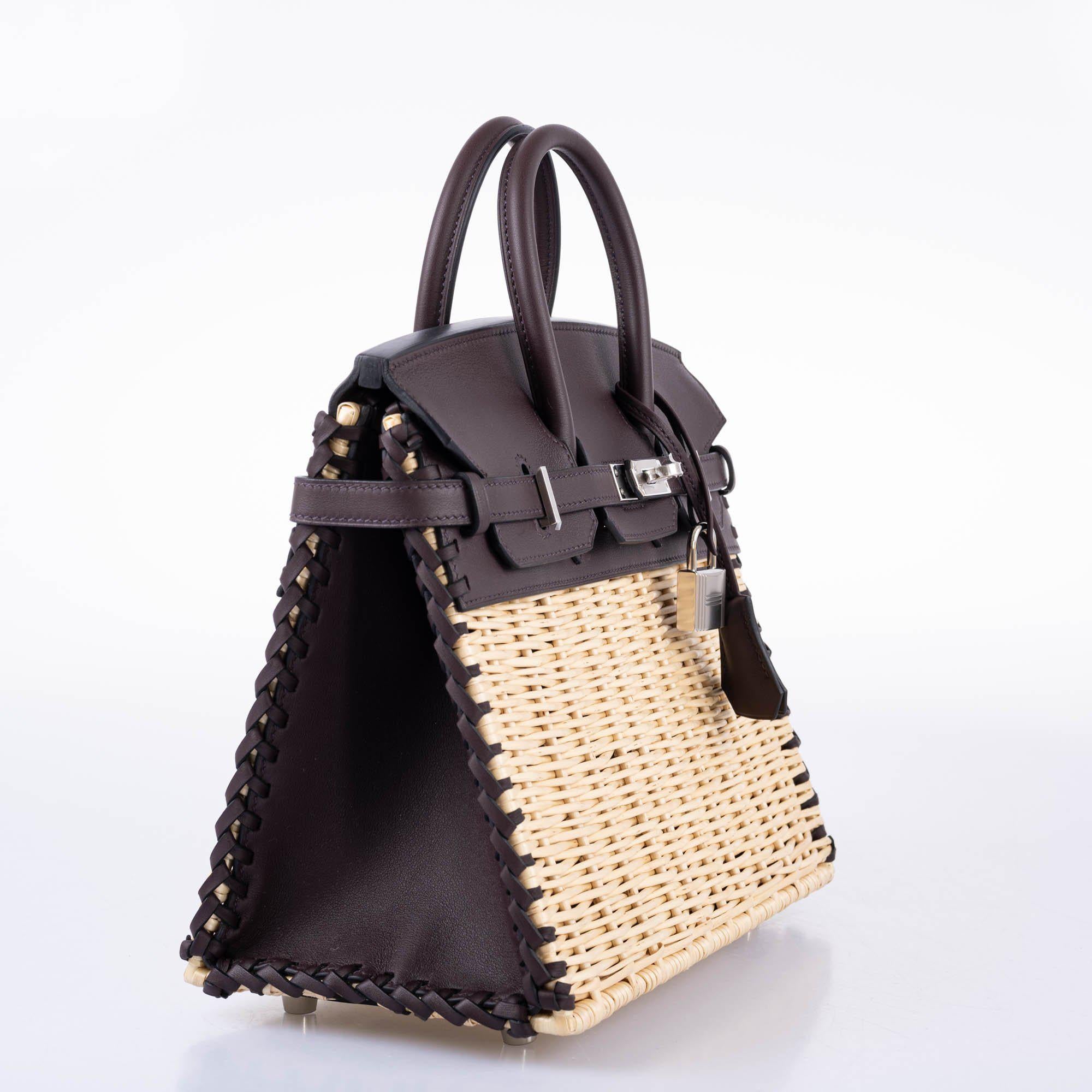 Hermès Picnic Birkin 25 Osier Wicker & Rouge Swift with Palladium Hardware - 2021, Z