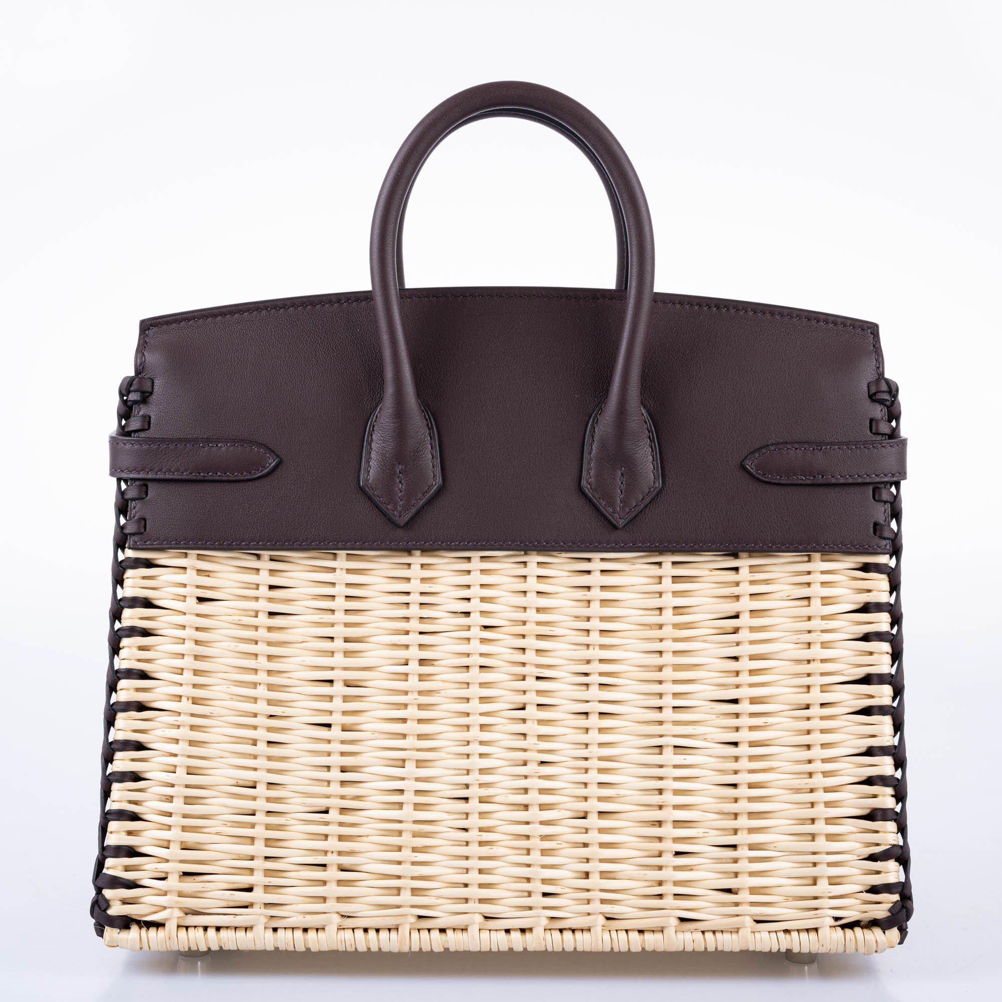 Hermès Picnic Birkin 25 Osier Wicker & Rouge Swift with Palladium Hardware - 2021, Z