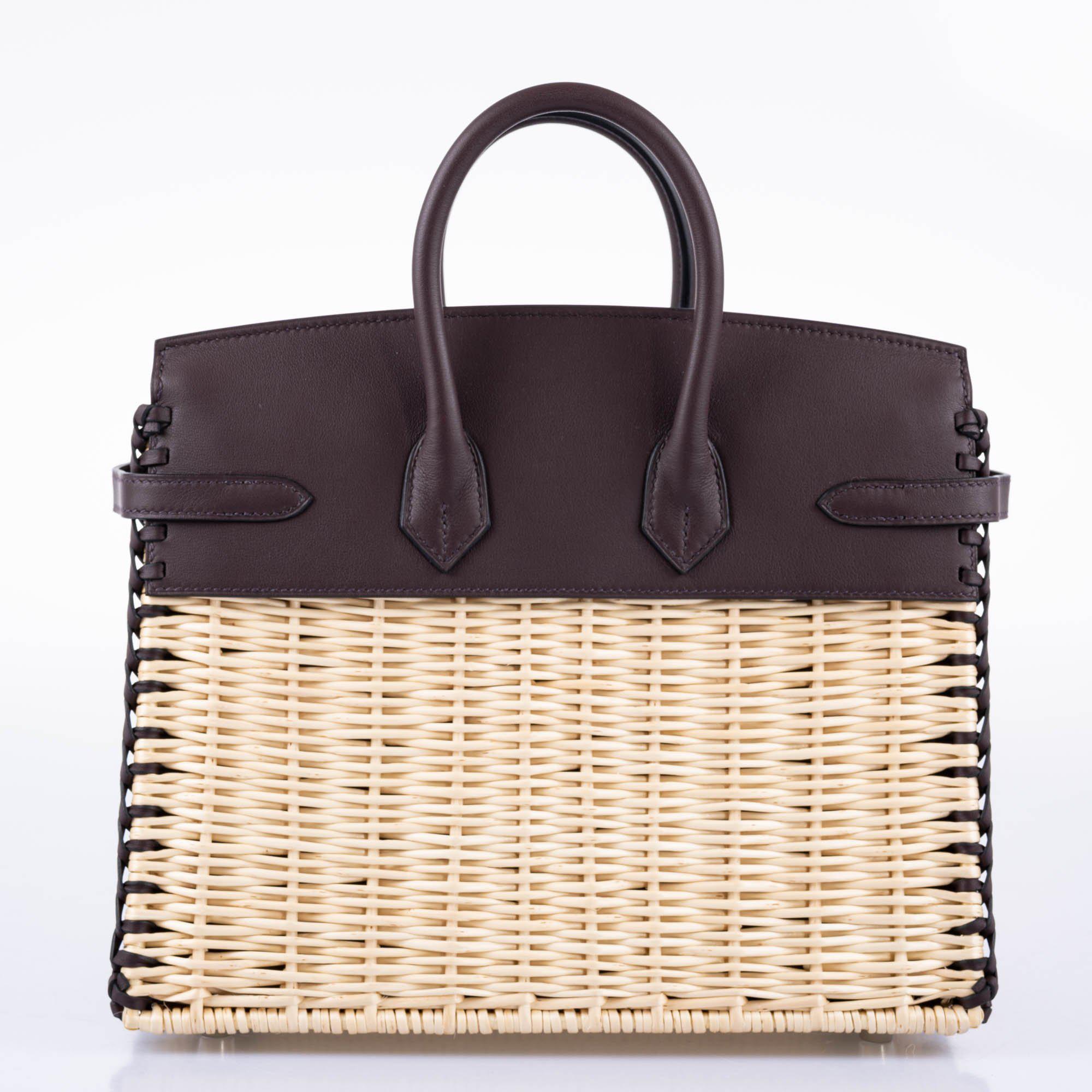 Hermès Picnic Birkin 25 Osier Wicker & Rouge Swift with Palladium Hardware