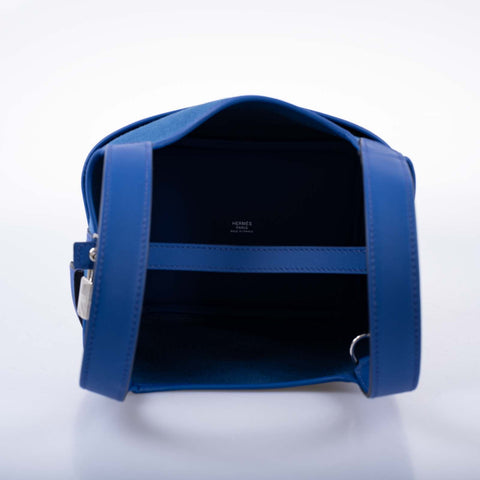 Hermès Picotin Lock 18 Bleu Royal Swift and Bleu Egee Toile Geoland Cargo Palladium Hardware