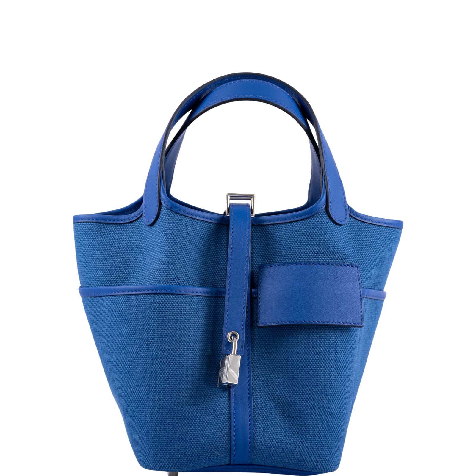 Hermès Picotin Lock 18 Bleu Royal Swift and Bleu Egee Toile Geoland Cargo Palladium Hardware