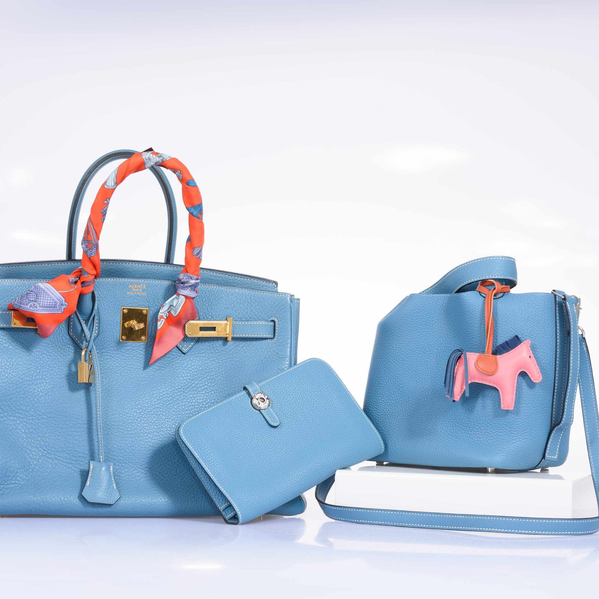 Hermès Picotin Lock PM And Dogon Wallet Blue Jean Combo Togo Palladium Hardware