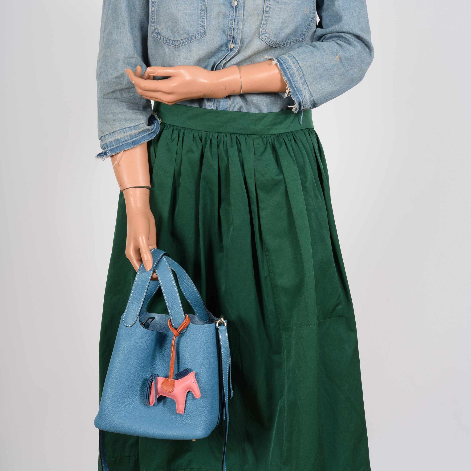 Hermès Picotin Lock PM Blue Jean Togo Palladium Hardware