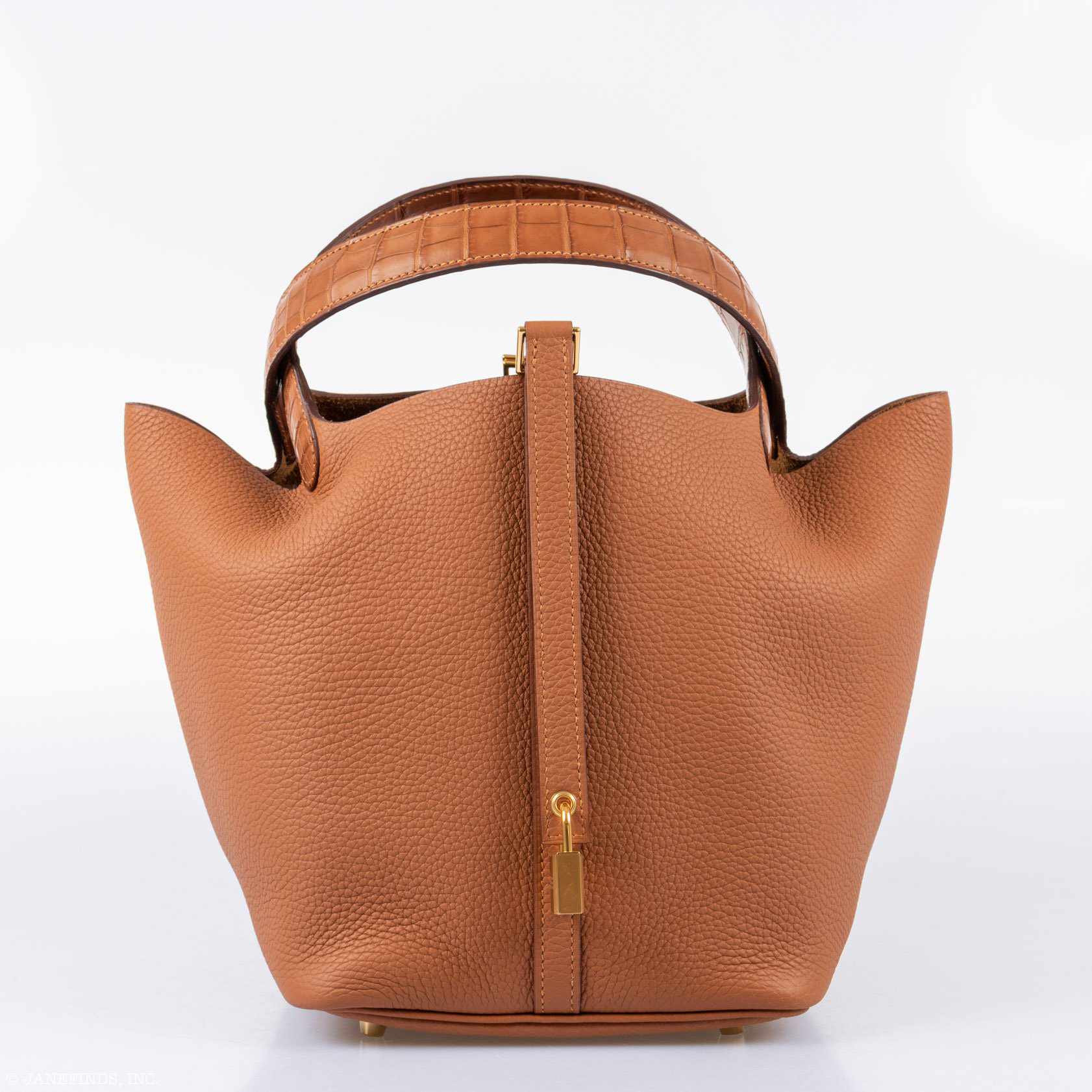 Hermès Picotin Touch 22 Gold Clemence With Croc Handles