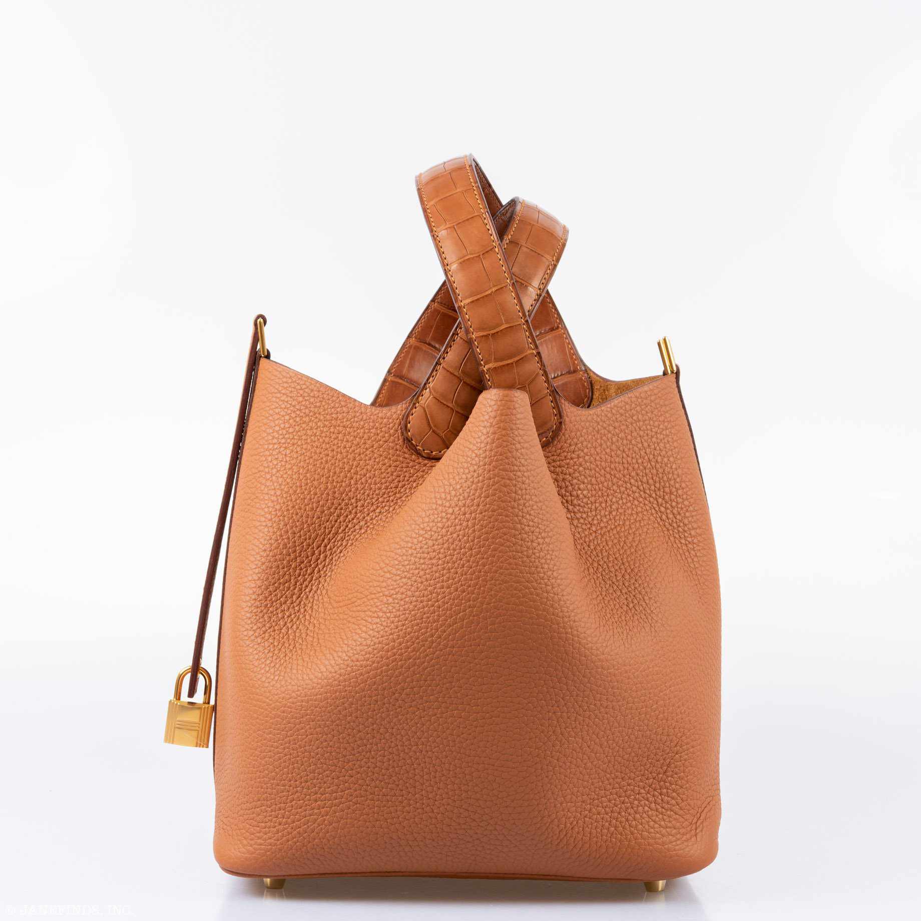 Hermès Picotin Touch 22 Gold Clemence With Croc Handles