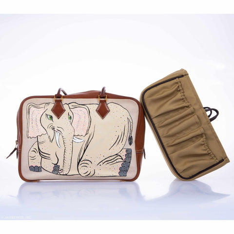 Hermès Plume 32 Canvas Barenia "The Elephant and The Eagle" * JaneFinds Custom Shop