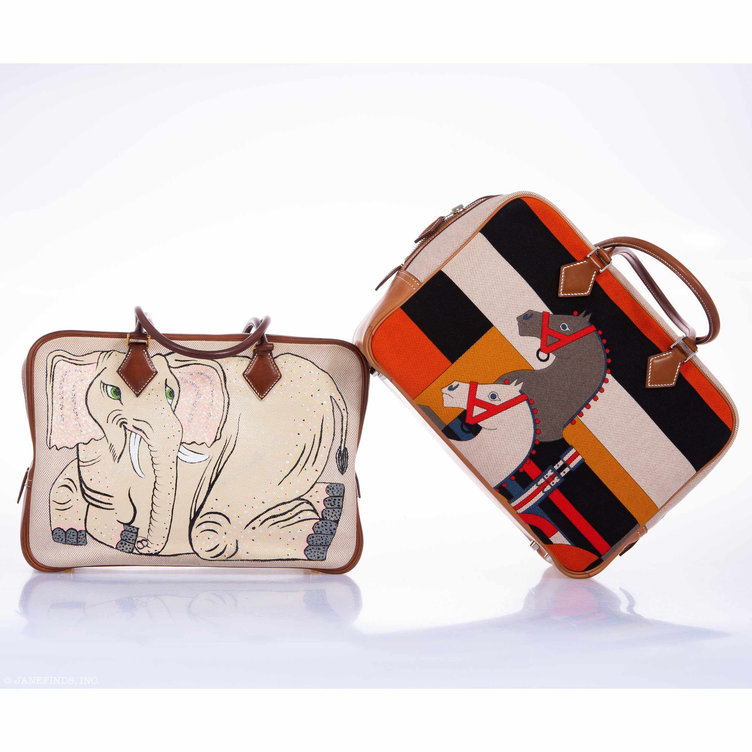 Hermès Plume 32 Canvas Barenia "The Elephant and The Eagle" * JaneFinds Custom Shop