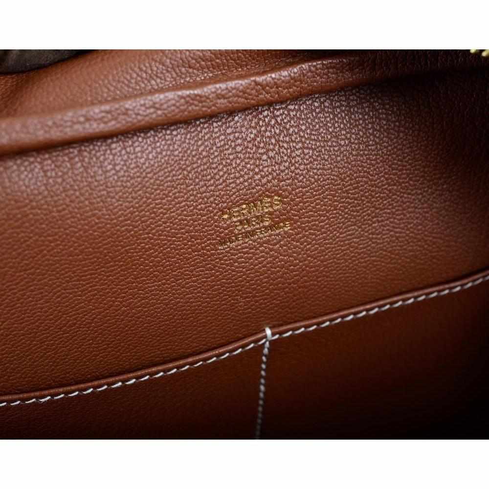 Hermès Plume 32 Patchwork Printed Toile Barenia Palladium Hardware