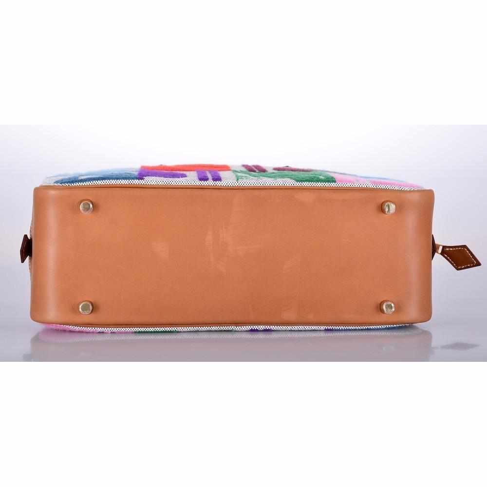 Hermès Plume 32 Patchwork Printed Toile Barenia Palladium Hardware