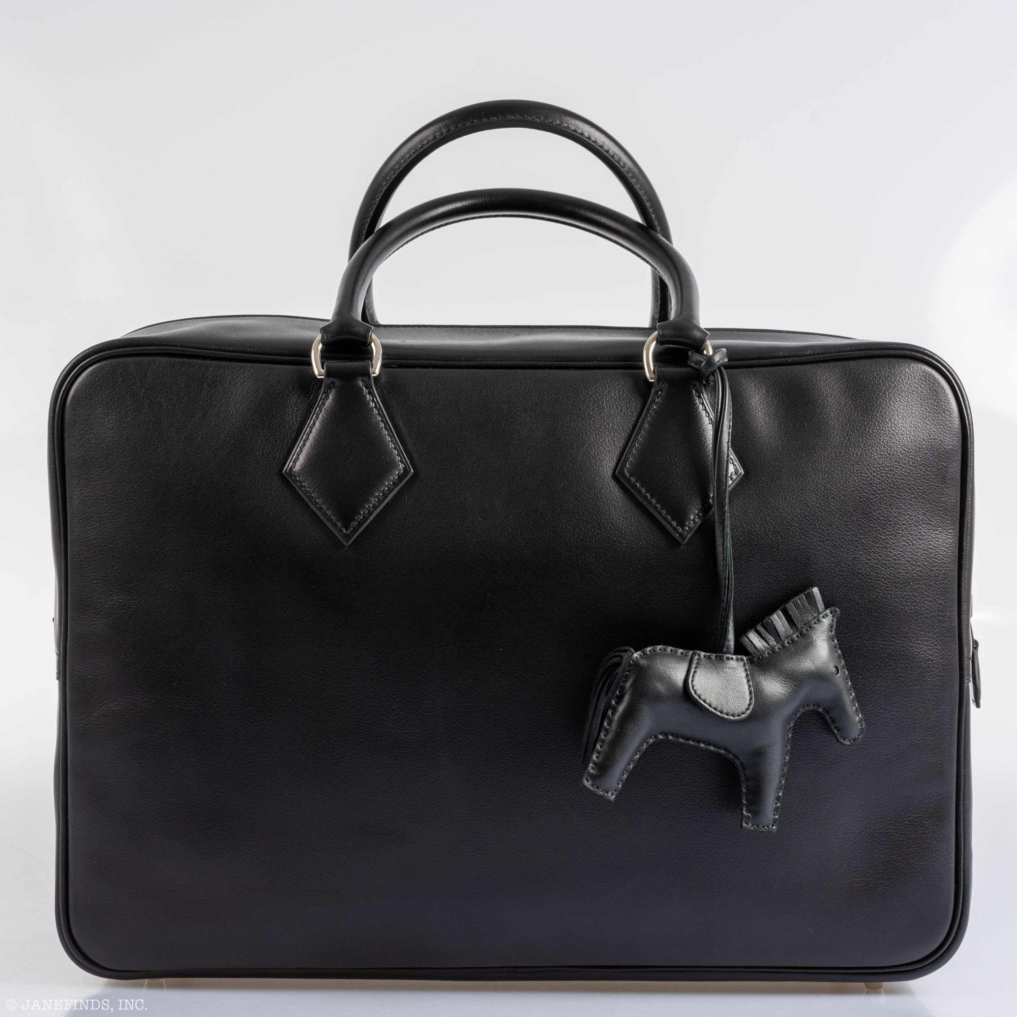 Hermès Plume fourre-tout 40 Dr. No Bag Black Evergrain Palladium Hardware
