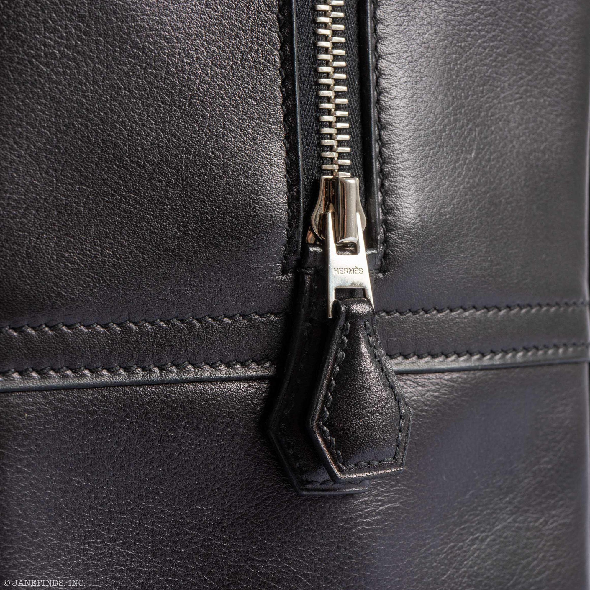 Hermès Plume fourre-tout 40 Dr. No Bag Black Evergrain Palladium Hardware