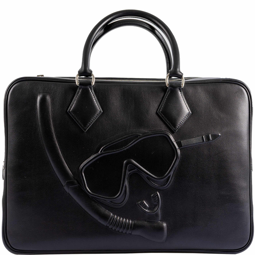 Hermès Plume fourre-tout 40 Dr. No Bag Black Evergrain Palladium Hardware