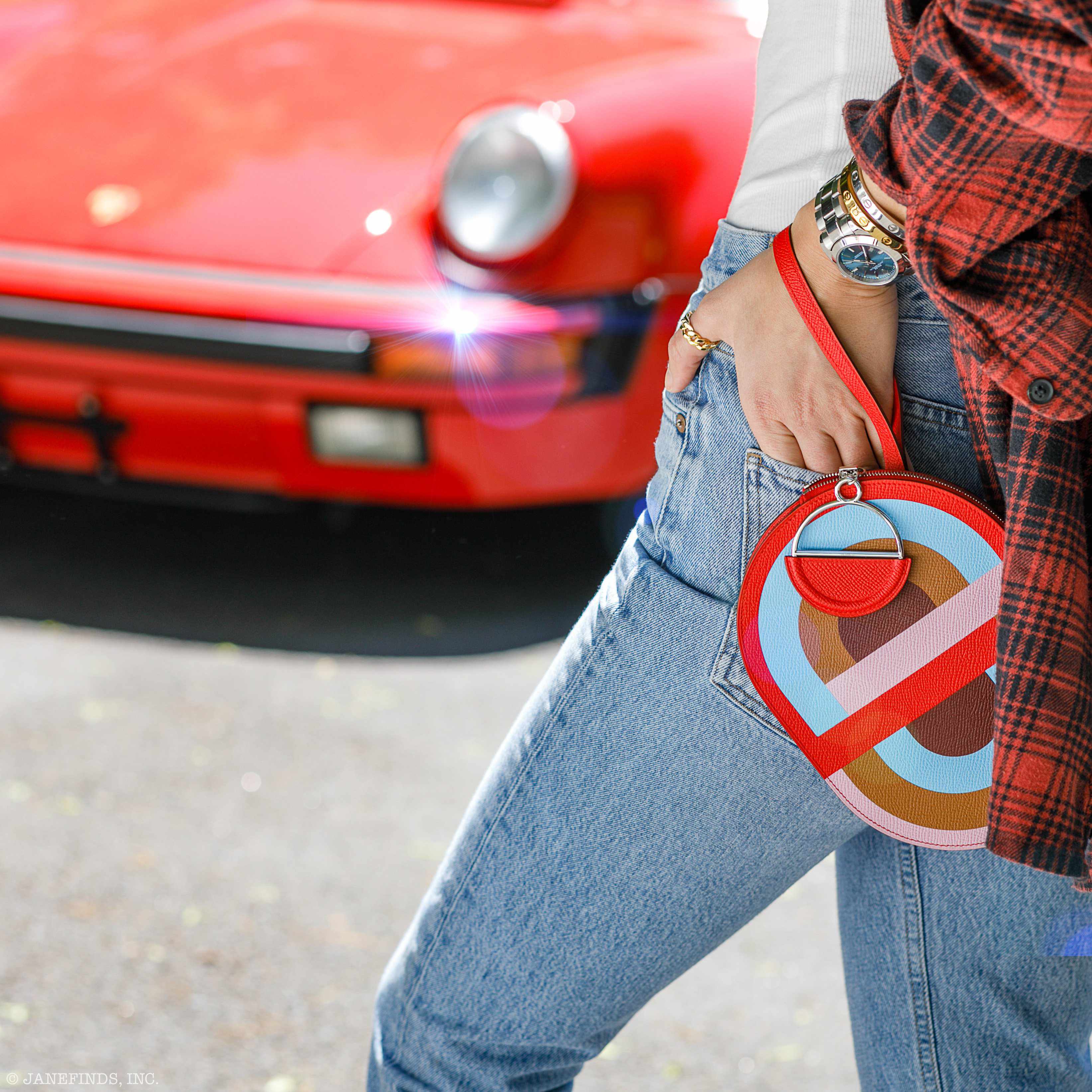 Hermès Pochette In-The-Loop To Go Marquetee Multicolor Rouge De Coeur Epsom