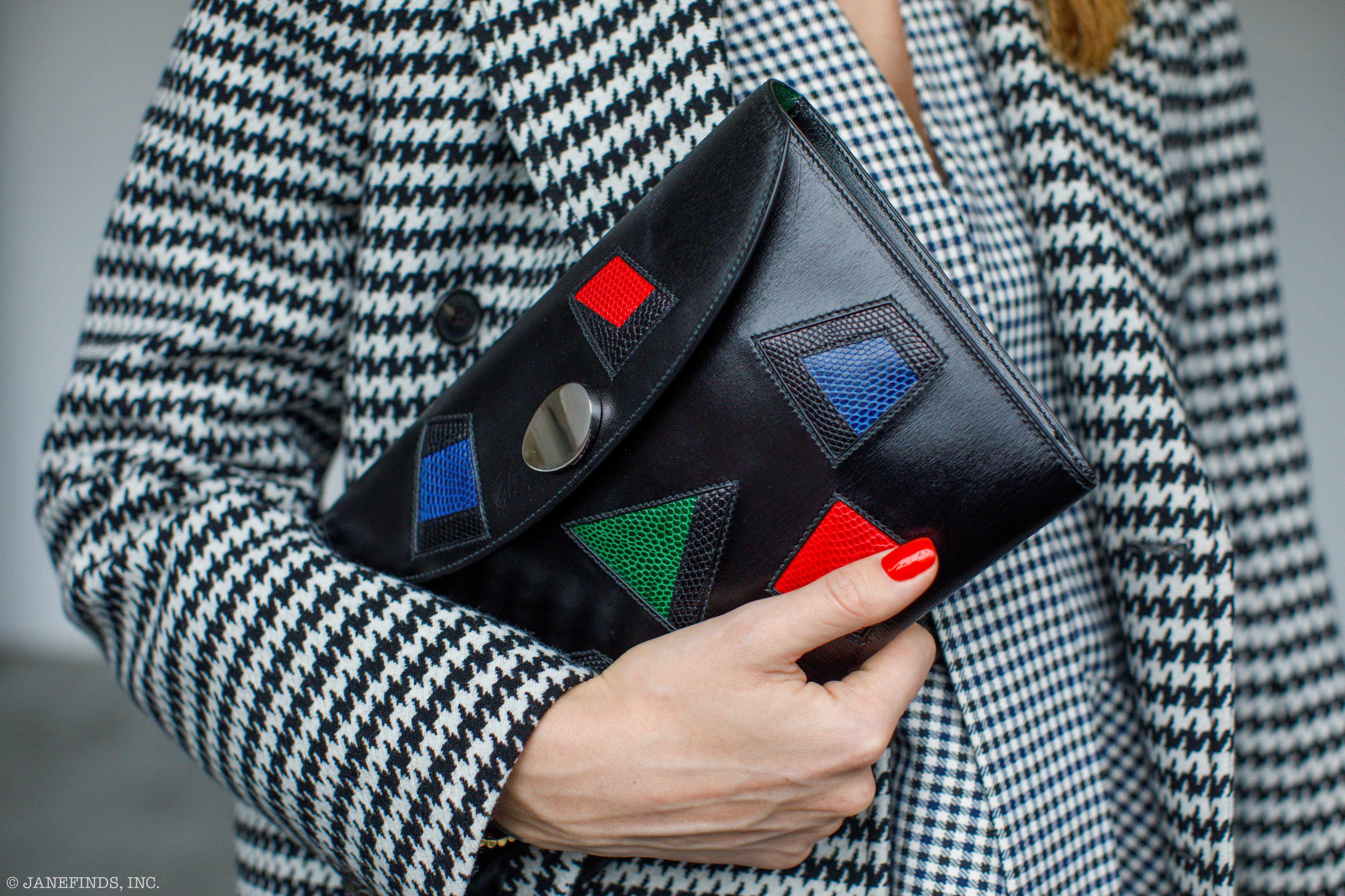 Hermès Pochette Rio Nuage Black Box & Multicolor Lizard - 1990