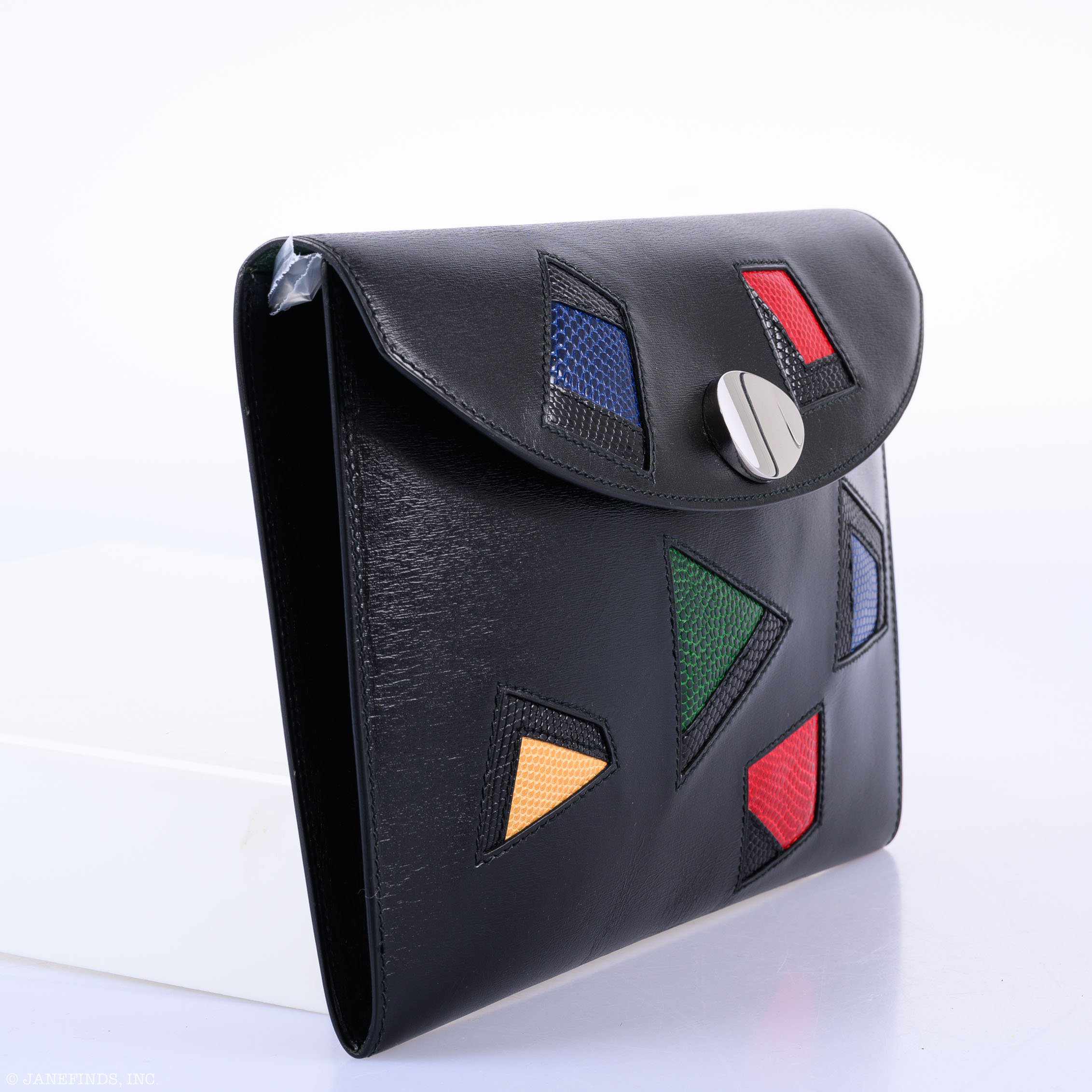 Hermès Pochette Rio Nuage Black Box & Multicolor Lizard - 1990