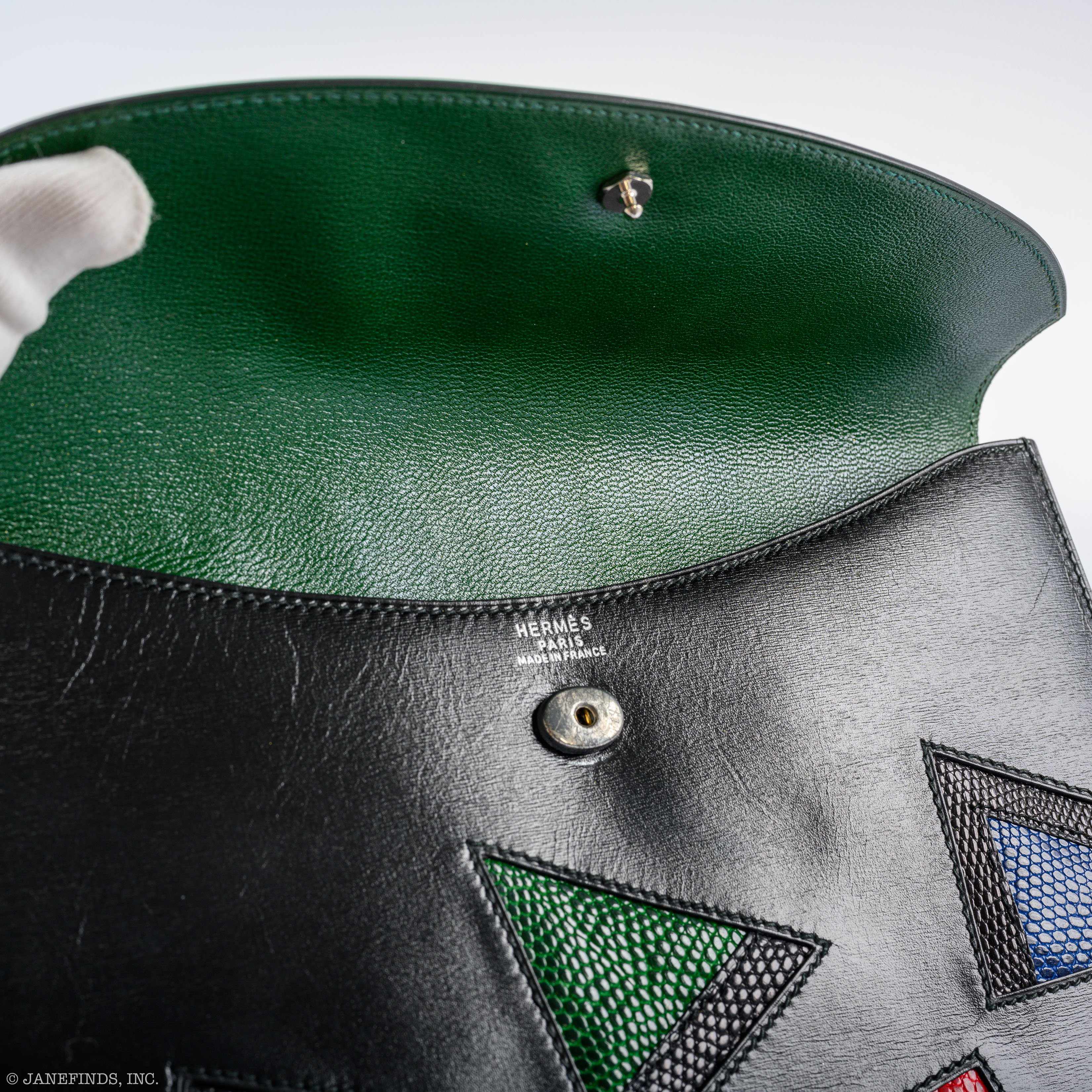 Hermès Pochette Rio Nuage Black Box & Multicolor Lizard - 1990