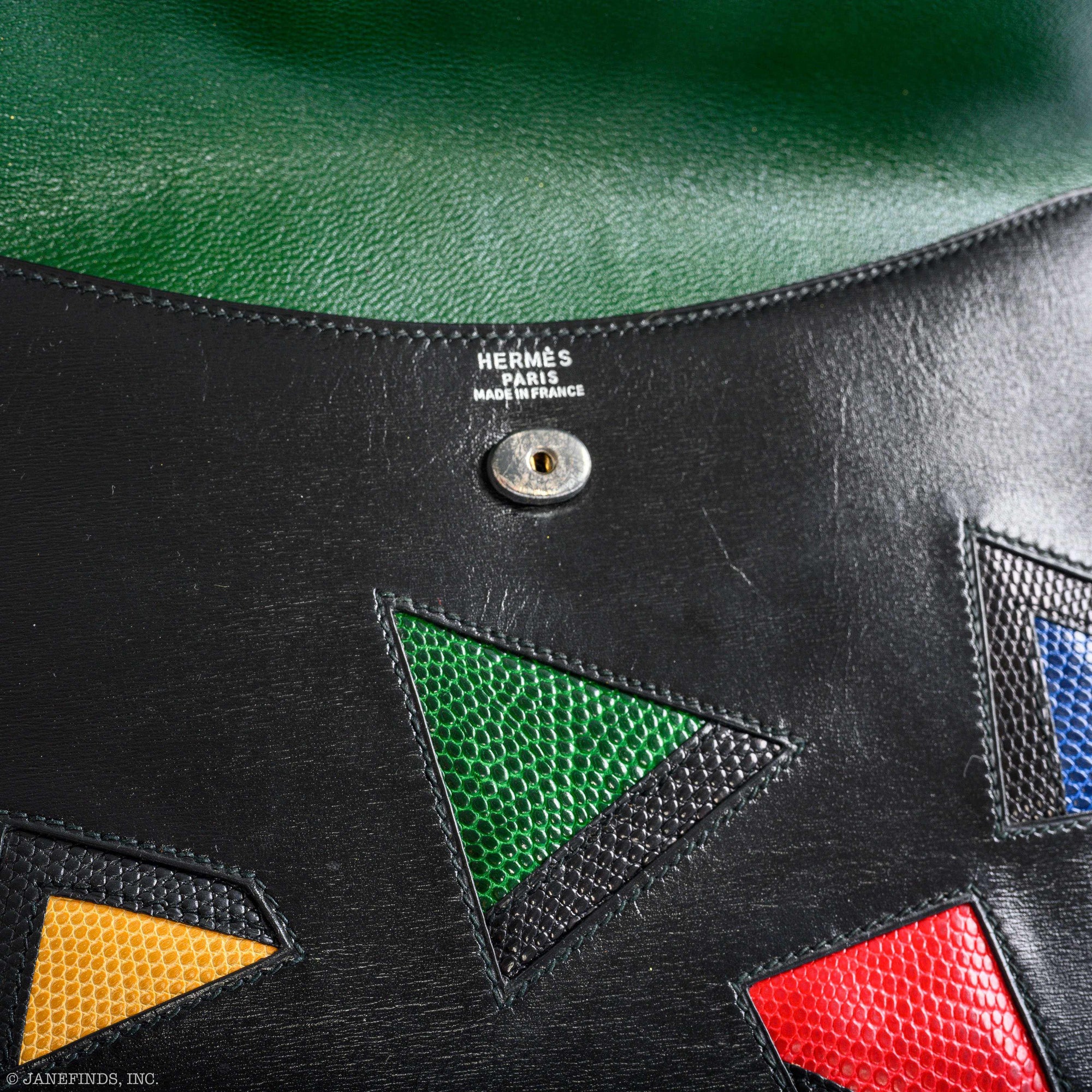 Hermès Pochette Rio Nuage Black Box & Multicolor Lizard - 1990