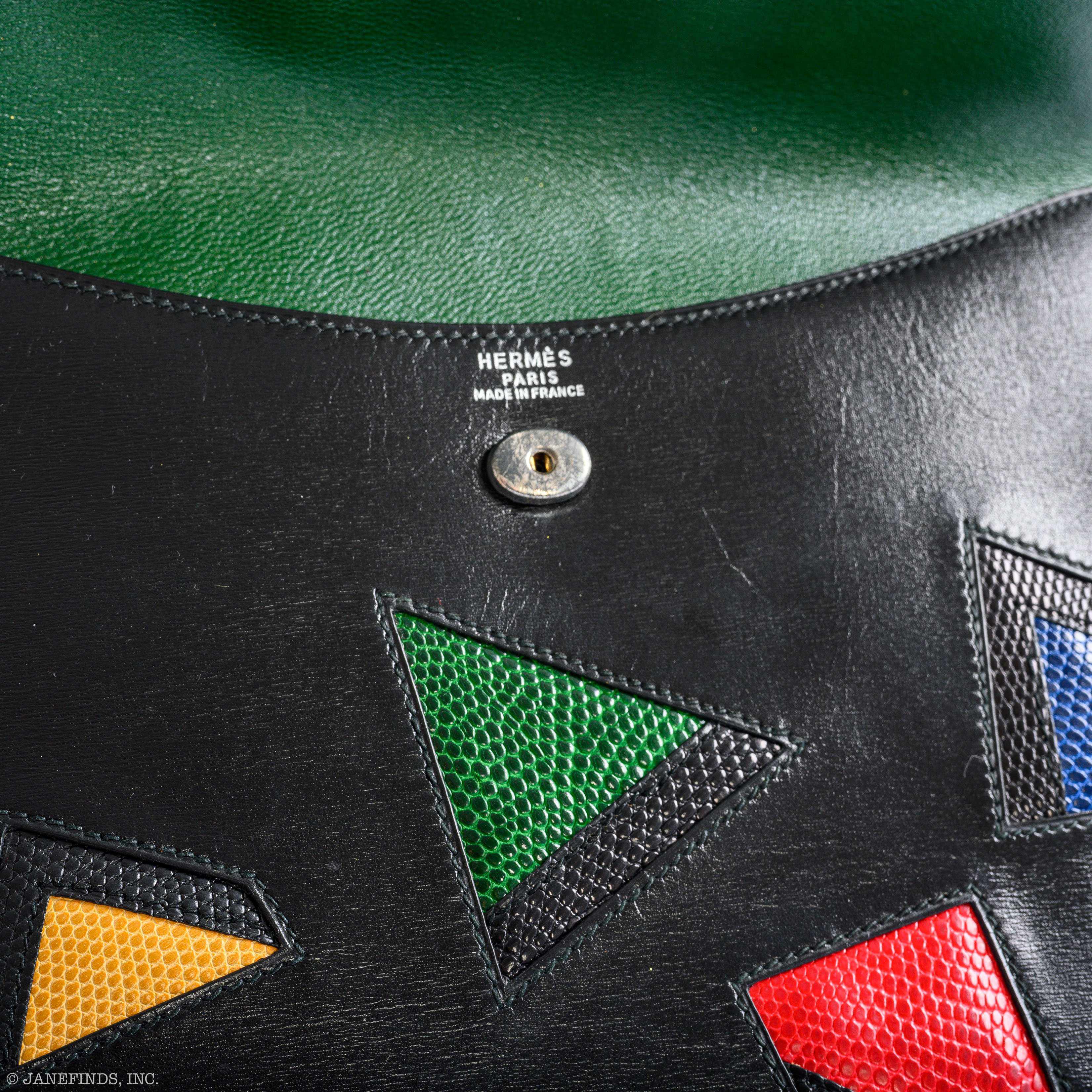 Hermès Pochette Rio Nuage Black Box & Multicolor Lizard - 1990