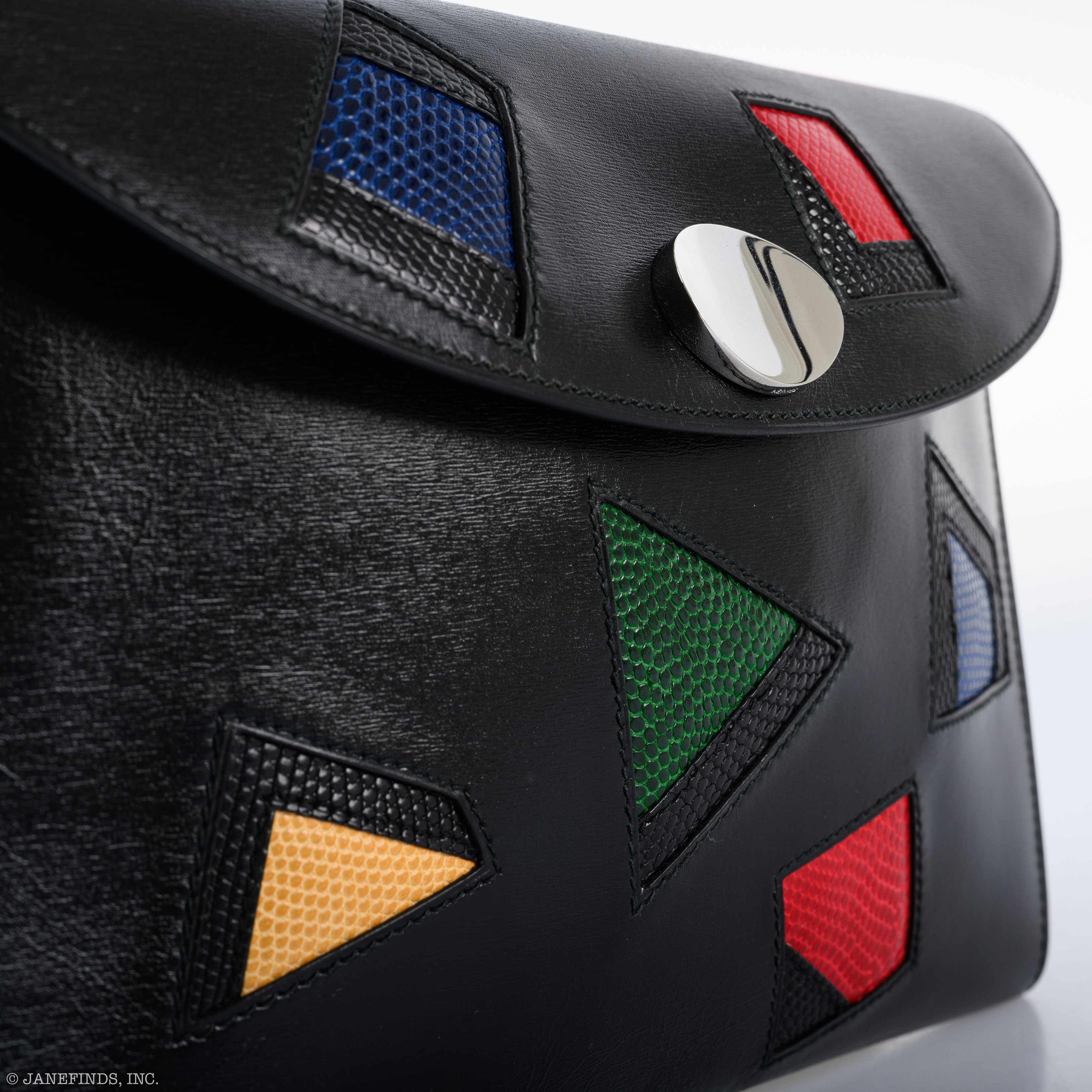 Hermès Pochette Rio Nuage Black Box & Multicolor Lizard - 1990