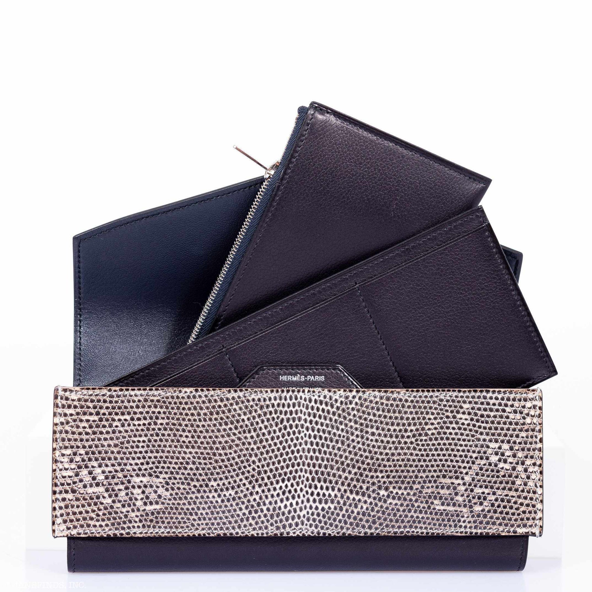 Hermès Portefeuille Passant Long Bleu Indigo Evergrain Ombre Lizard