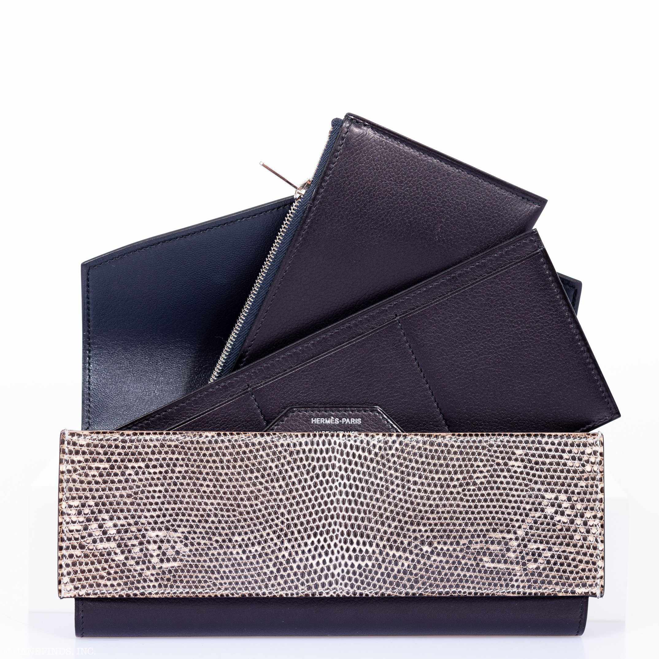 Hermès Portefeuille Passant Long Bleu Indigo Evergrain Ombre Lizard