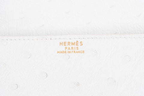 Hermès Pre-Medor Clutch White Ostrich Gold Hardware