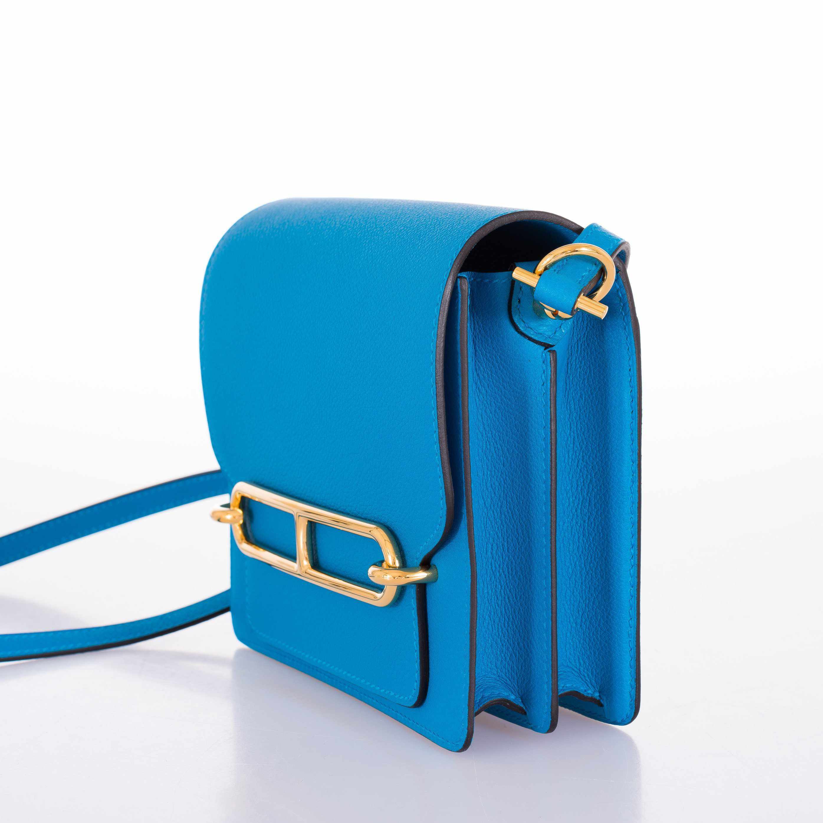 Hermès Roulis Mini Evercolor Blue Zanzibar Gold Hardware