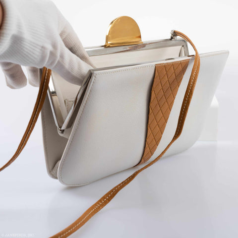 Hermès Sac à Malice Ice Cream Cone White & Gold Evergrain Bag