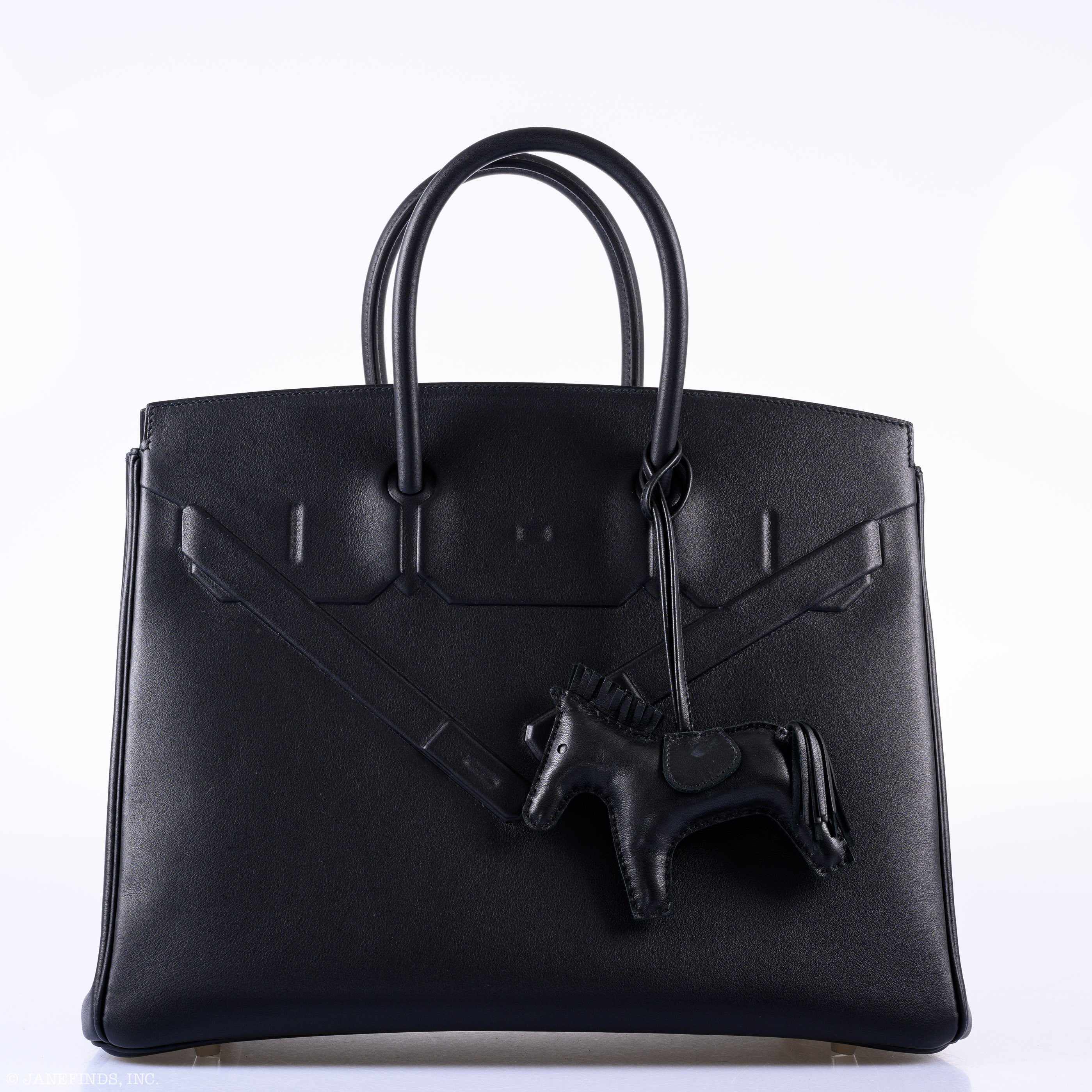Hermès Shadow Birkin 35 Black Swift Palladium Hardware - 2020, Y