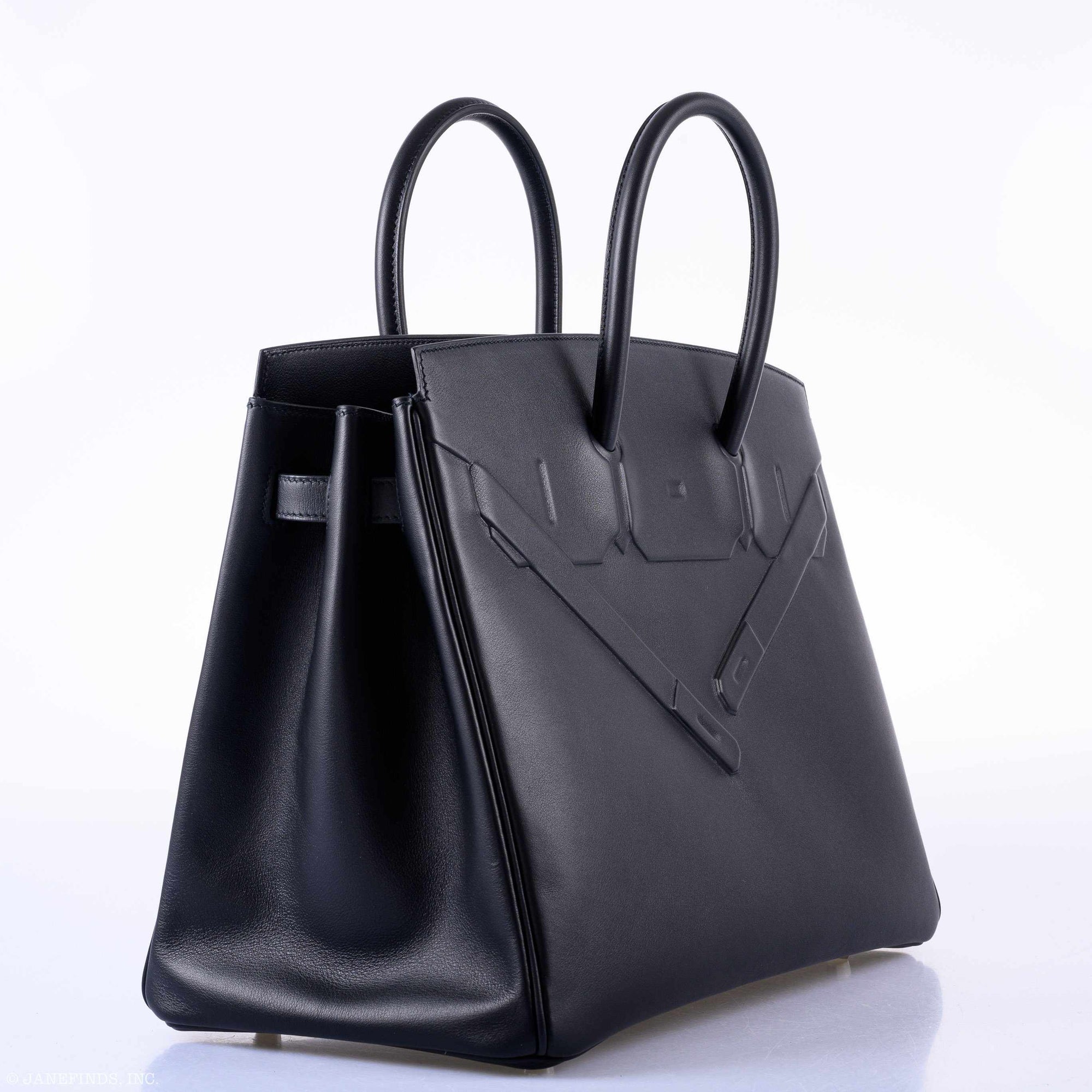 Hermès Shadow Birkin 35 Black Swift Palladium Hardware