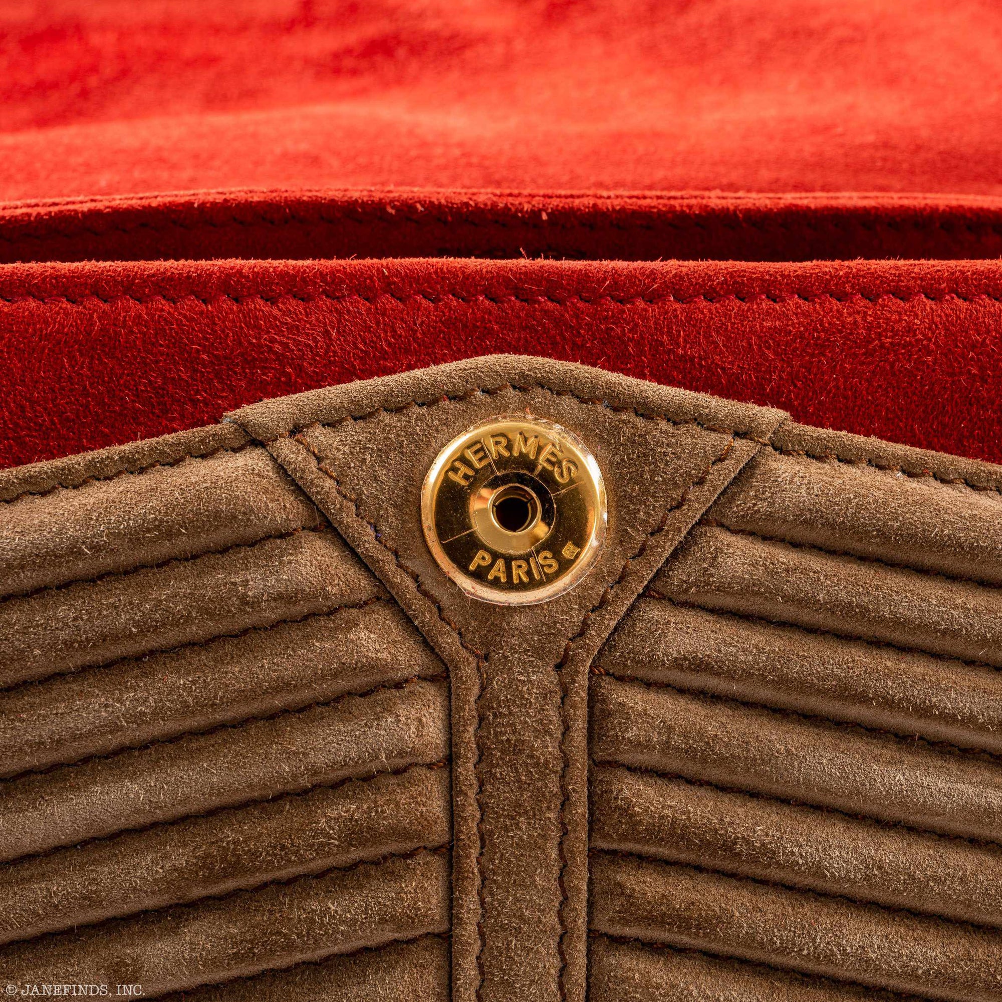 Hermès Shogun Brique & Noisette Doblis Suede “Sac Vader” Clutch
