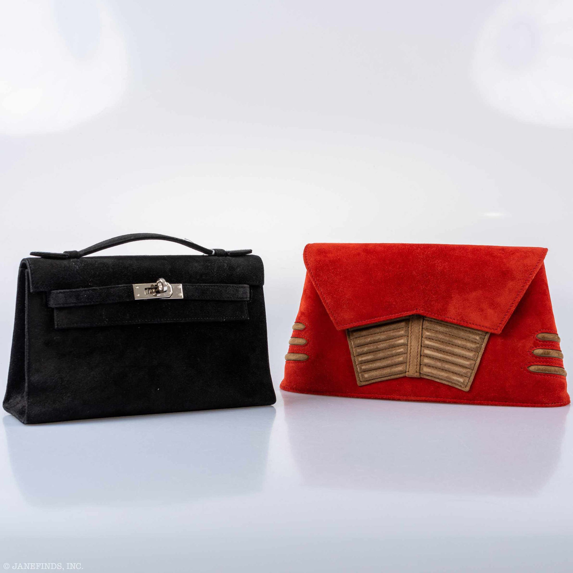 Hermès Shogun Brique & Noisette Doblis Suede “Sac Vader” Clutch
