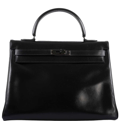 Hermès So Black Kelly 35 Retourne Black Box Leather PVD Hardware - 2011, O Square