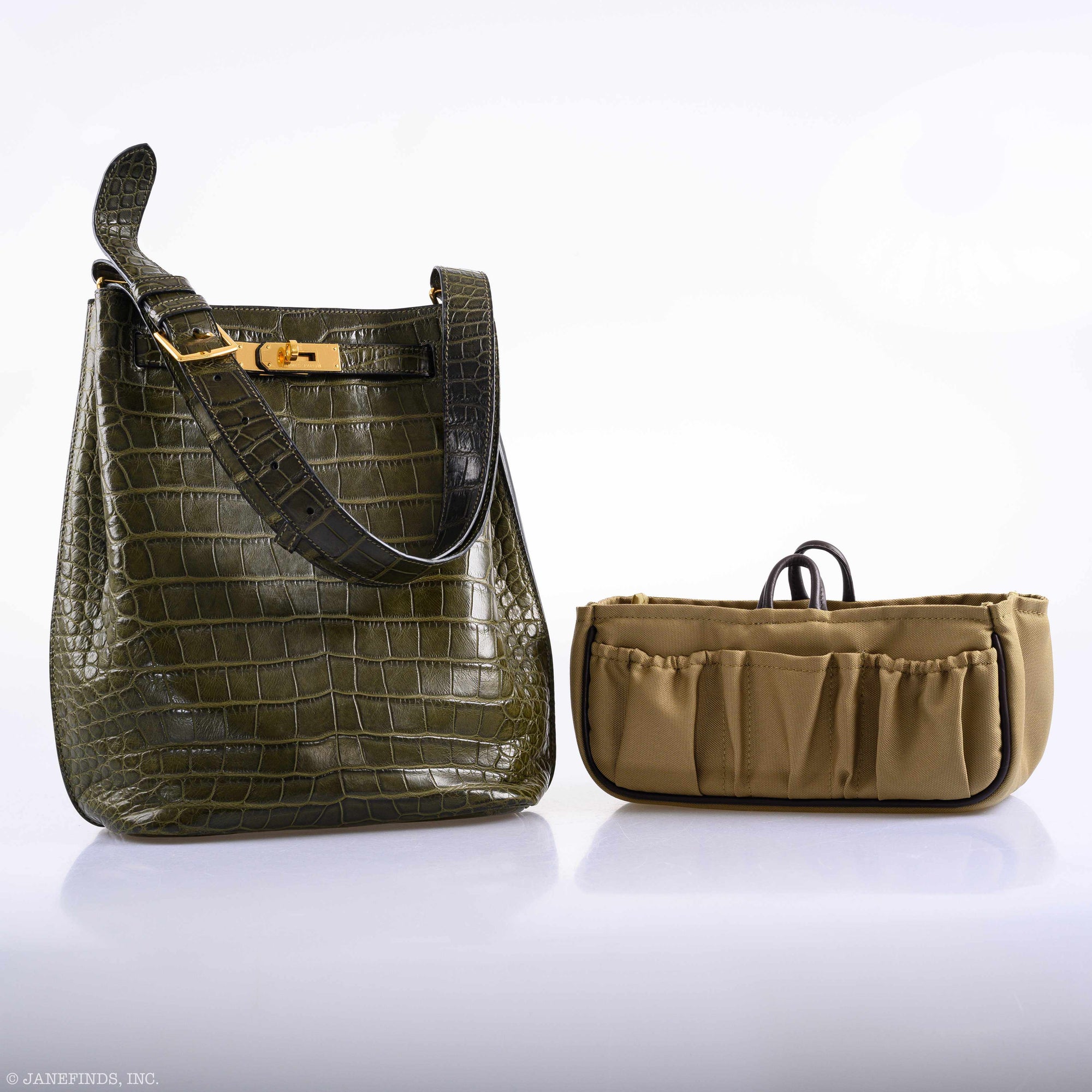 Hermès So Kelly 22 Matte Vert Veronese Alligator Gold Hardware