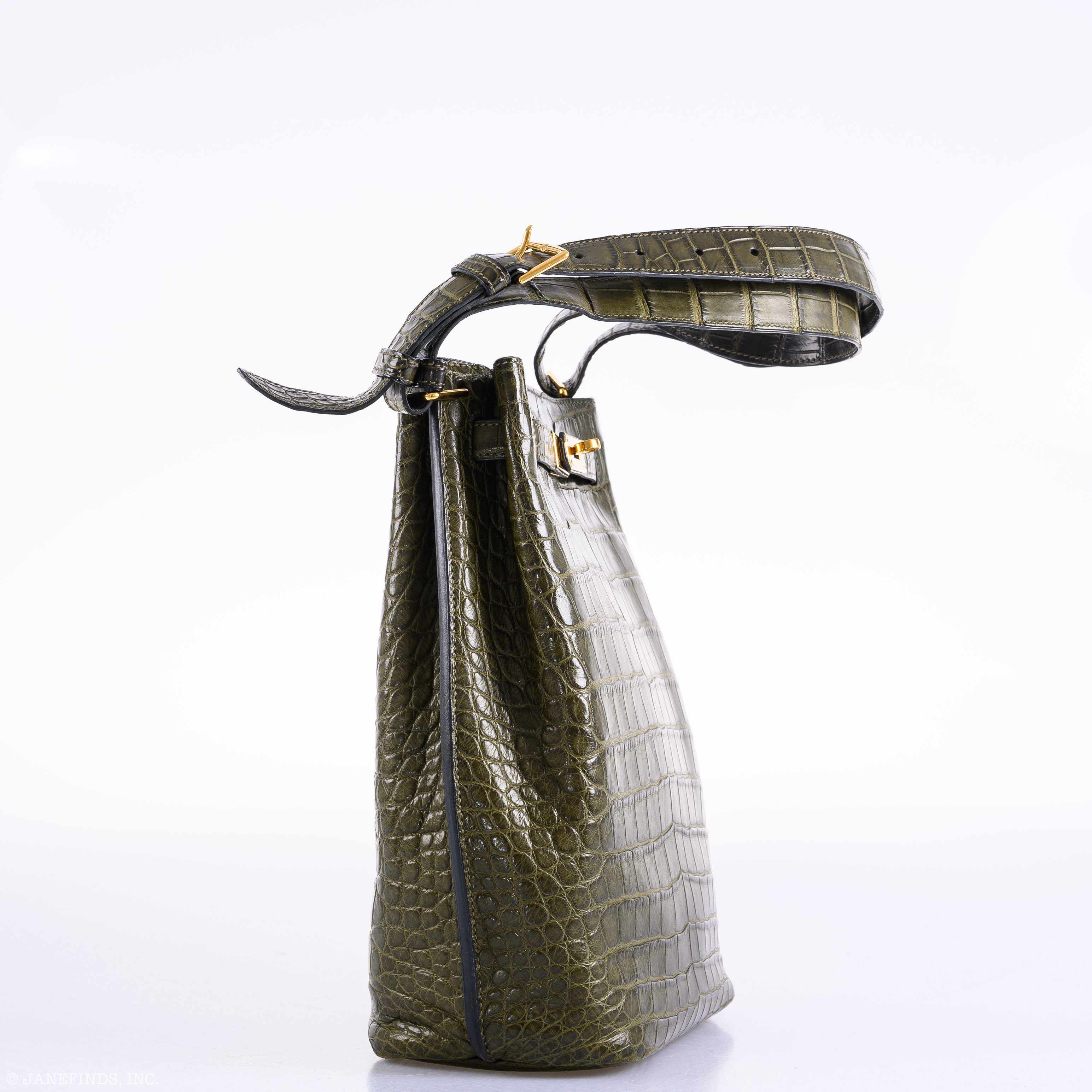 Hermès So Kelly 22 Matte Vert Veronese Alligator Gold Hardware - 2012, P Square