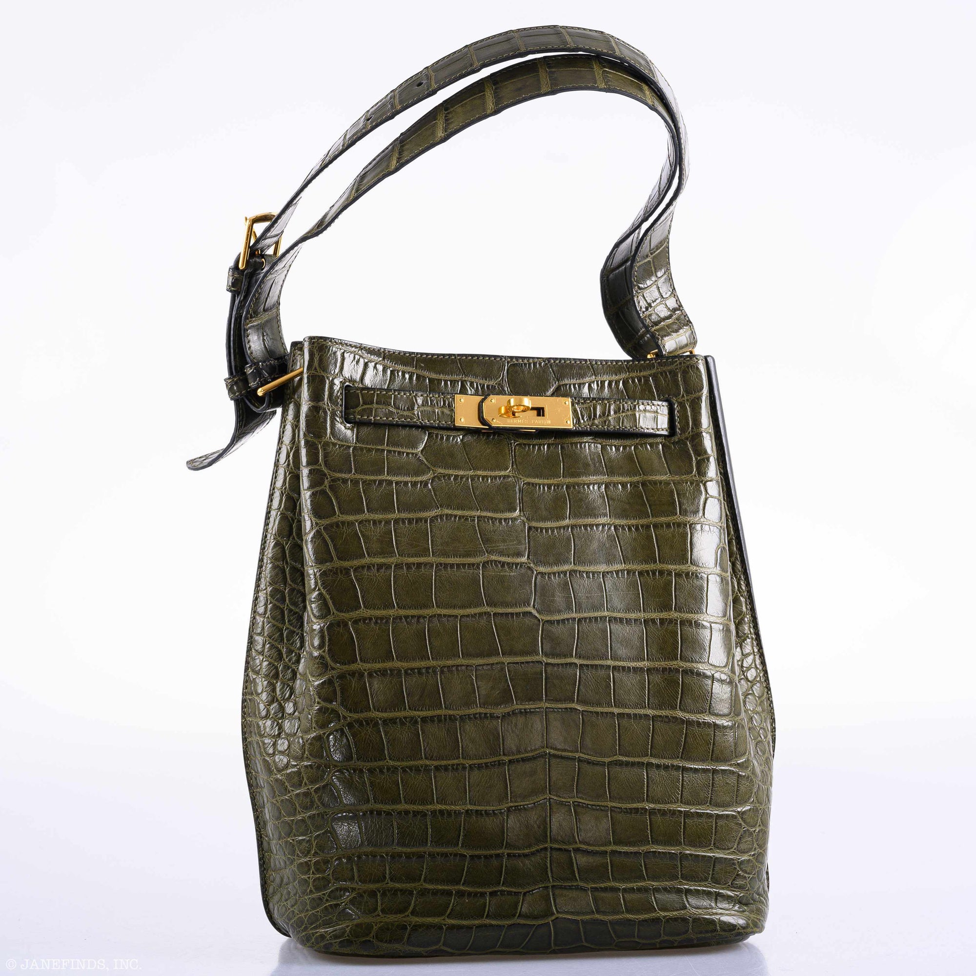 Hermès So Kelly 22 Matte Vert Veronese Alligator Gold Hardware