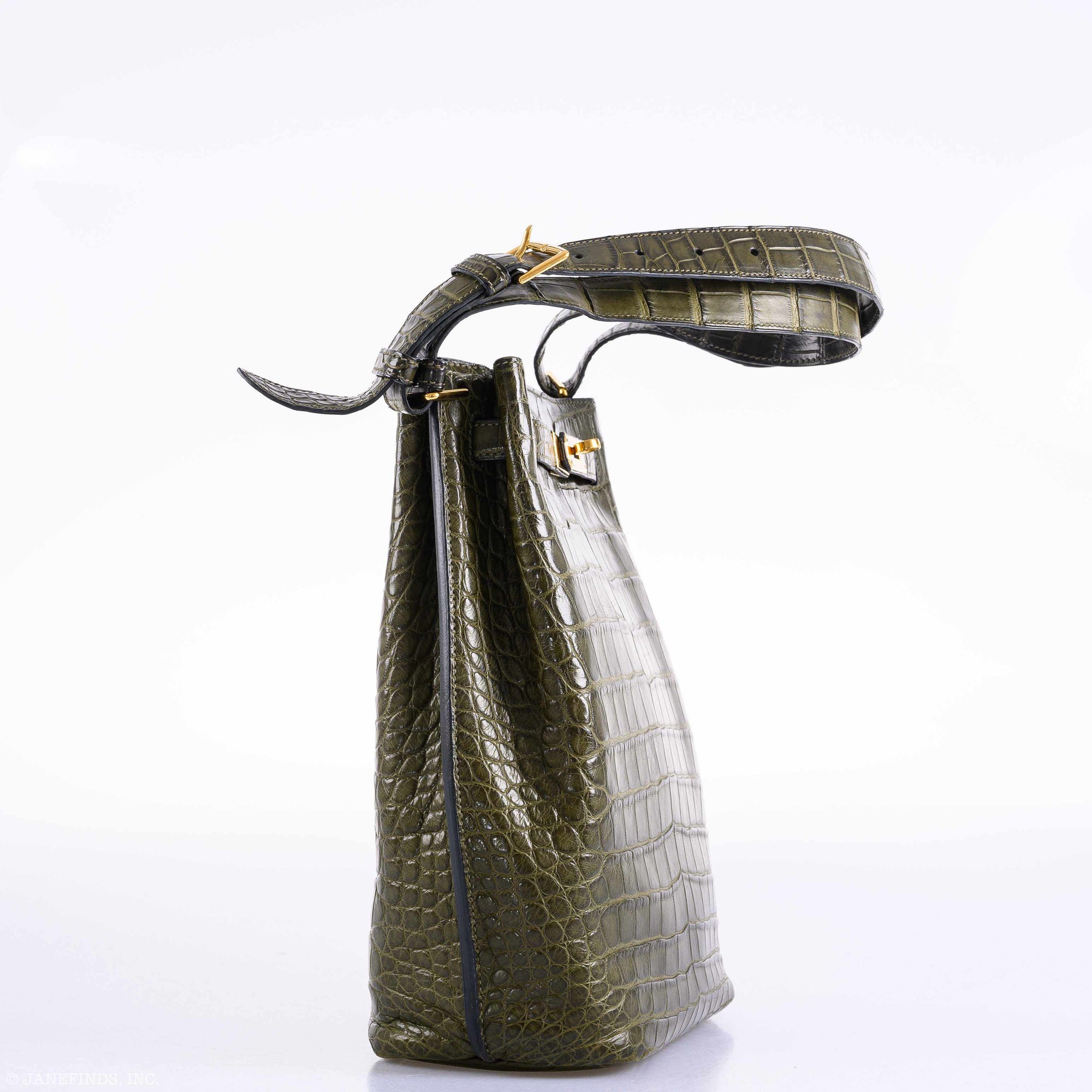 Hermès So Kelly 22 Matte Vert Veronese Alligator Gold Hardware