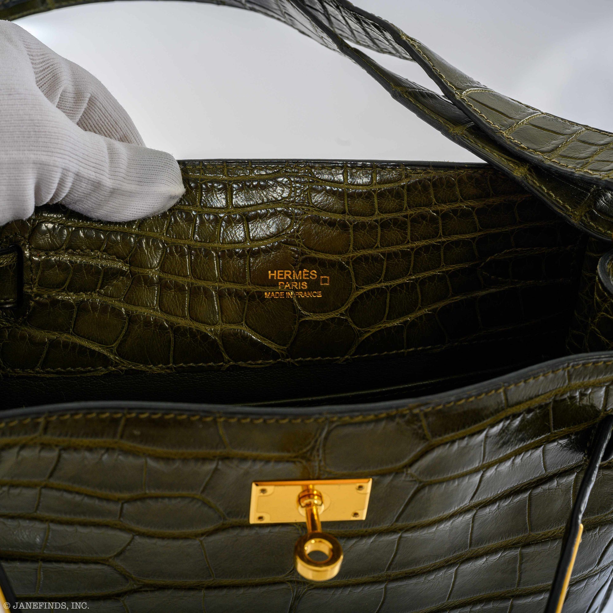 Hermès So Kelly 22 Matte Vert Veronese Alligator Gold Hardware