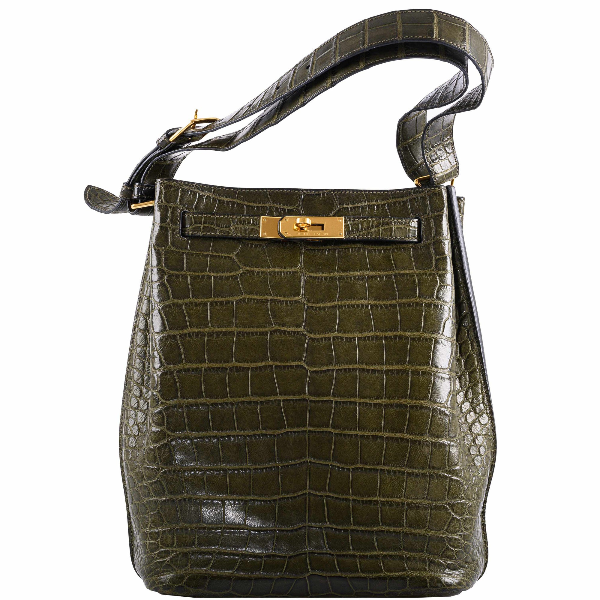 Hermès So Kelly 22 Matte Vert Veronese Alligator Gold Hardware