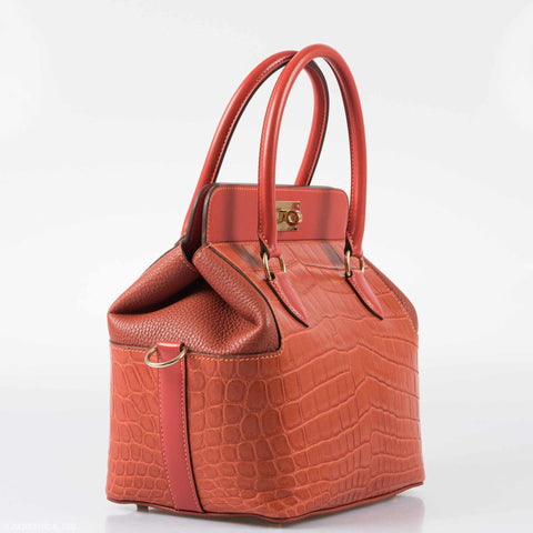Hermès Toolbox Puzzle 20 Matte Sanguine Niloticus Crocodile & Clemence Permabrass Hardware - Limited Edition