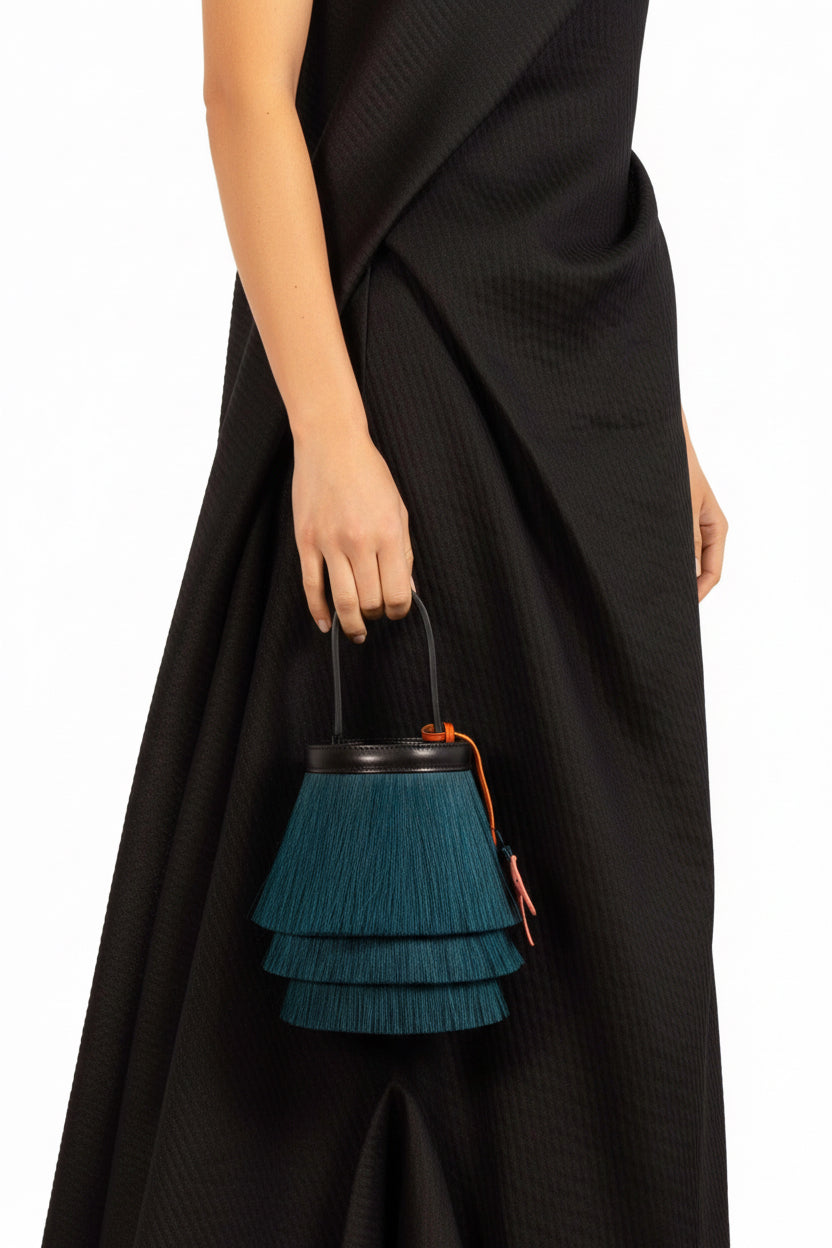Hermès Toupet Bucket Bag Vert Foncé Horse Hair Noir Evercalf Palladium Hardware