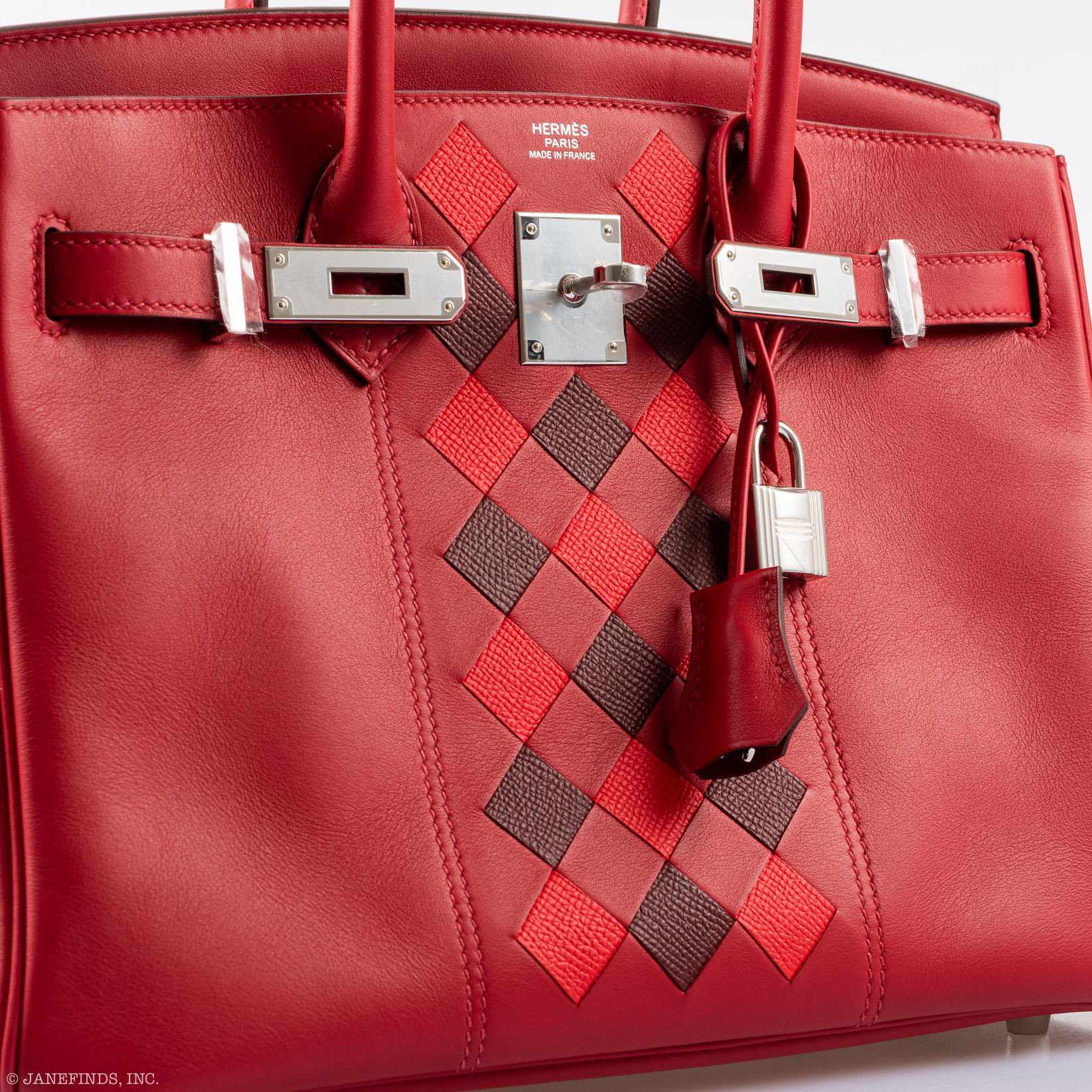 Hermès Tressage Birkin 30 Rouge de Coeur Swift, Rouge H & Piment Epsom Palladium Hardware