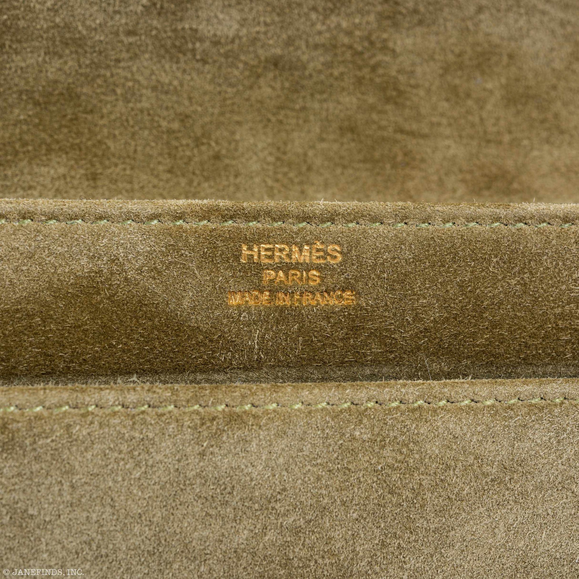 Hermès Verrou Vert Olive Veau Doblis Suede Gold Hardware