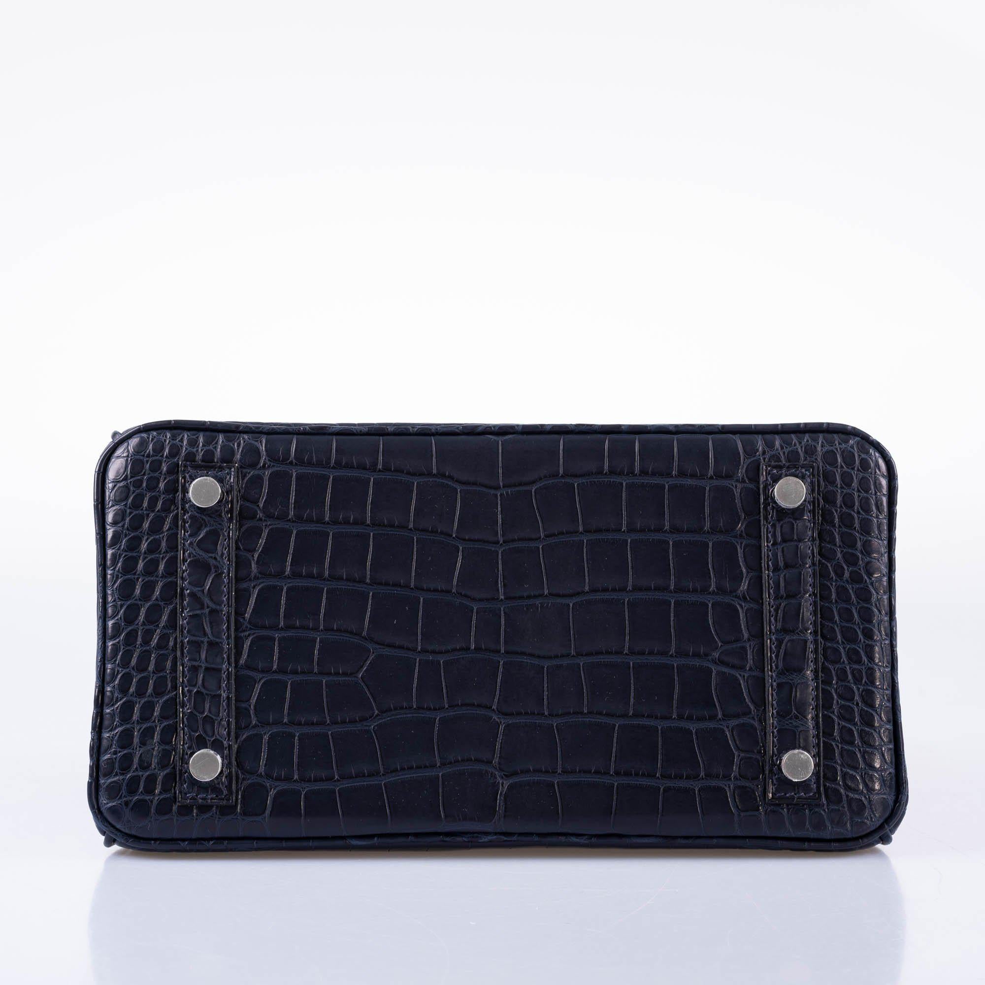 Hermès Verso Birkin 25 Bleu Marine Matte Alligator & Rose Scheherazade Palladium Hardware