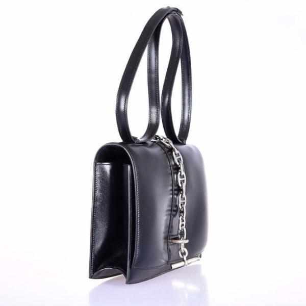 Hermès Vintage Black Bonwit Teller Removable Sterling Silver Chaine D'Ancre Sterling Silver