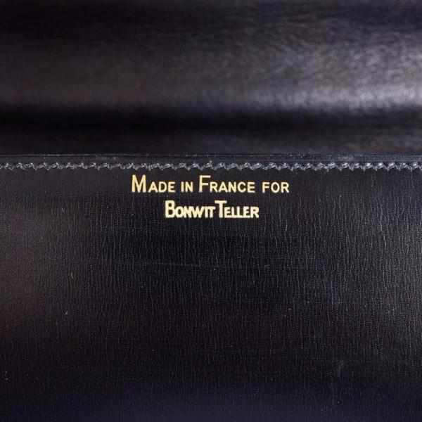 Hermès Vintage Black Box Calf Bonwit Teller Bag Sterling Silver Chaine d'Ancre